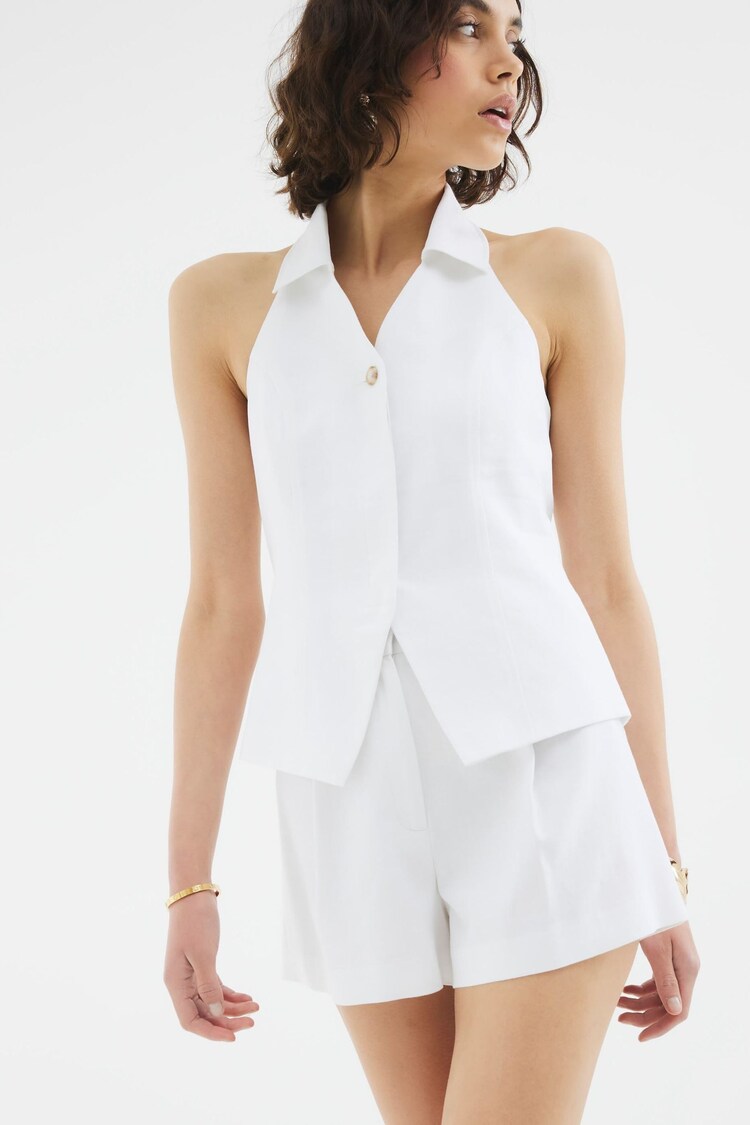River Island White Linen Structured Shorts - Image 1 of 1