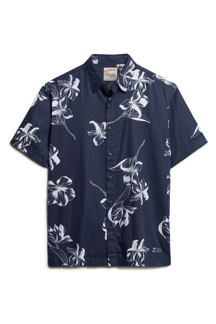 Superdry Navy Blue Hawaiian Print Shirt - Image 1 of 1