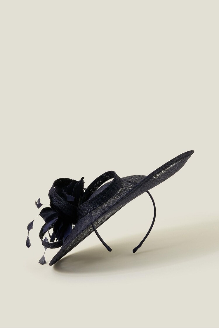 Accessorize Blue Large Disc Feather Corsage Fascinator Hat - Image 1 of 1