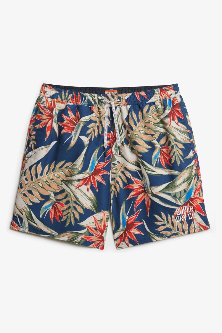 Superdry Navy Blue Hawaiian Print 17 Swim Shorts - Image 1 of 1