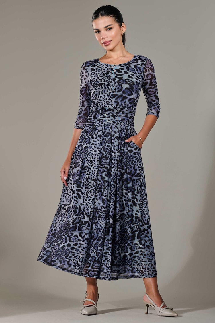 Jolie Moi Blue Petite Pleated Half Sleeve Midi Dress - Image 1 of 1