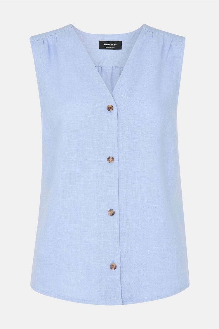 Azul - Camiseta de tirantes de lino 100% Laura de Whistles - Imagen 1 de 1