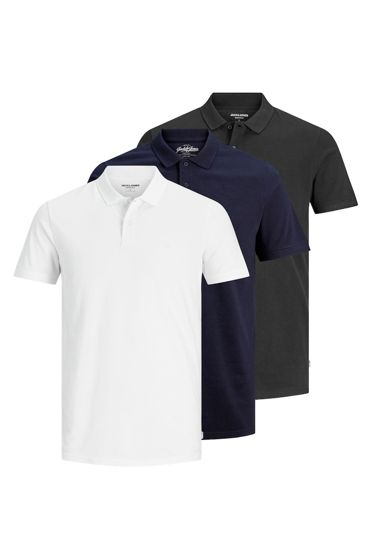 JACK & JONES Blue 100% Cotton Polo Shirts 3 Pack - Image 1 of 1