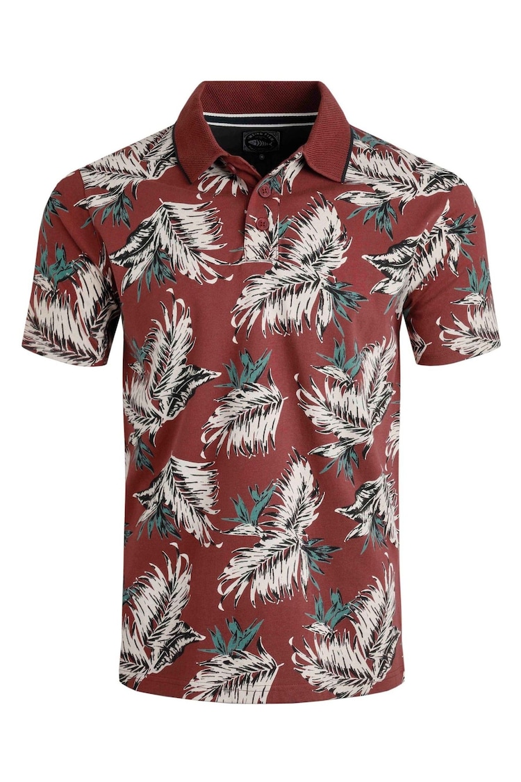 Weird Fish Red Sarat Printed 100% Cotton Polo Shirt - Image 1 of 1