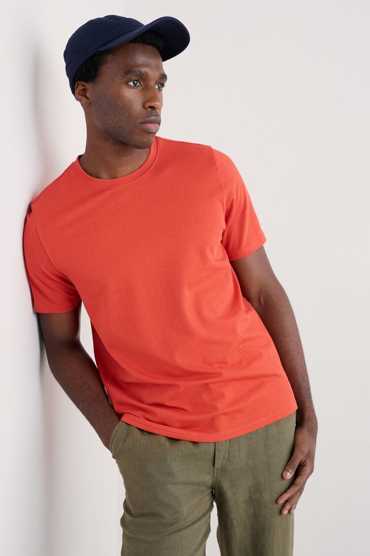 برتقالي - Seasalt Cornwall Mens Merthen 100% Cotton T-Shirt - صورة 1 من 1