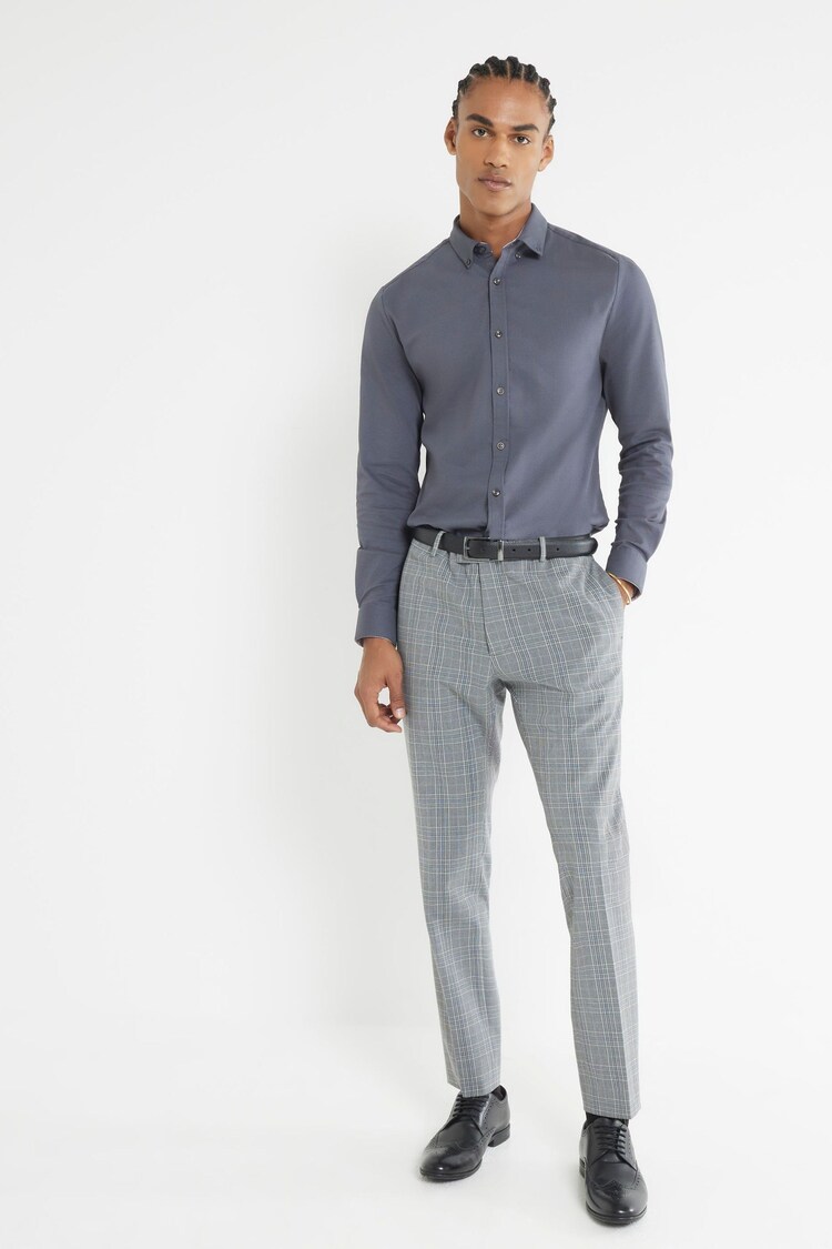 River Island Grey Muscle Fit Textured Shirt - Image 1 of 1