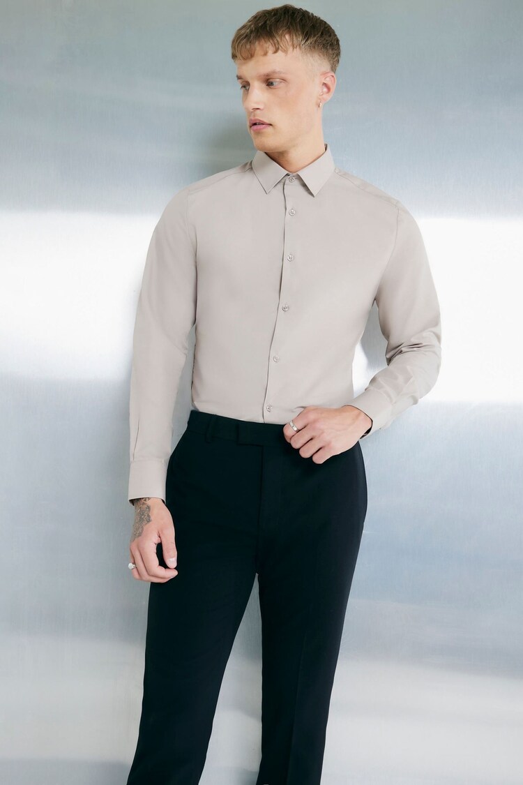 River Island Brown Slim Fit Formal Shirt - Image 1 of 1