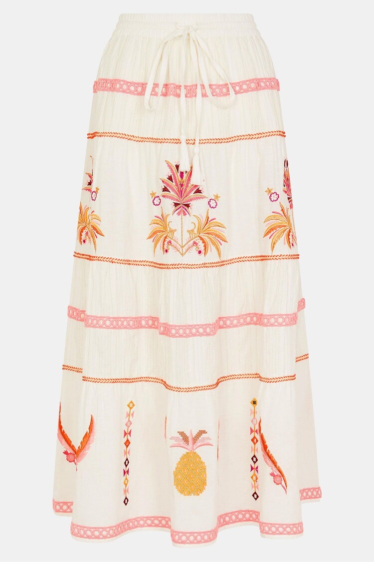 Accessorize Off White Mirror & Palm Embroidered Skirt - Image 1 of 1