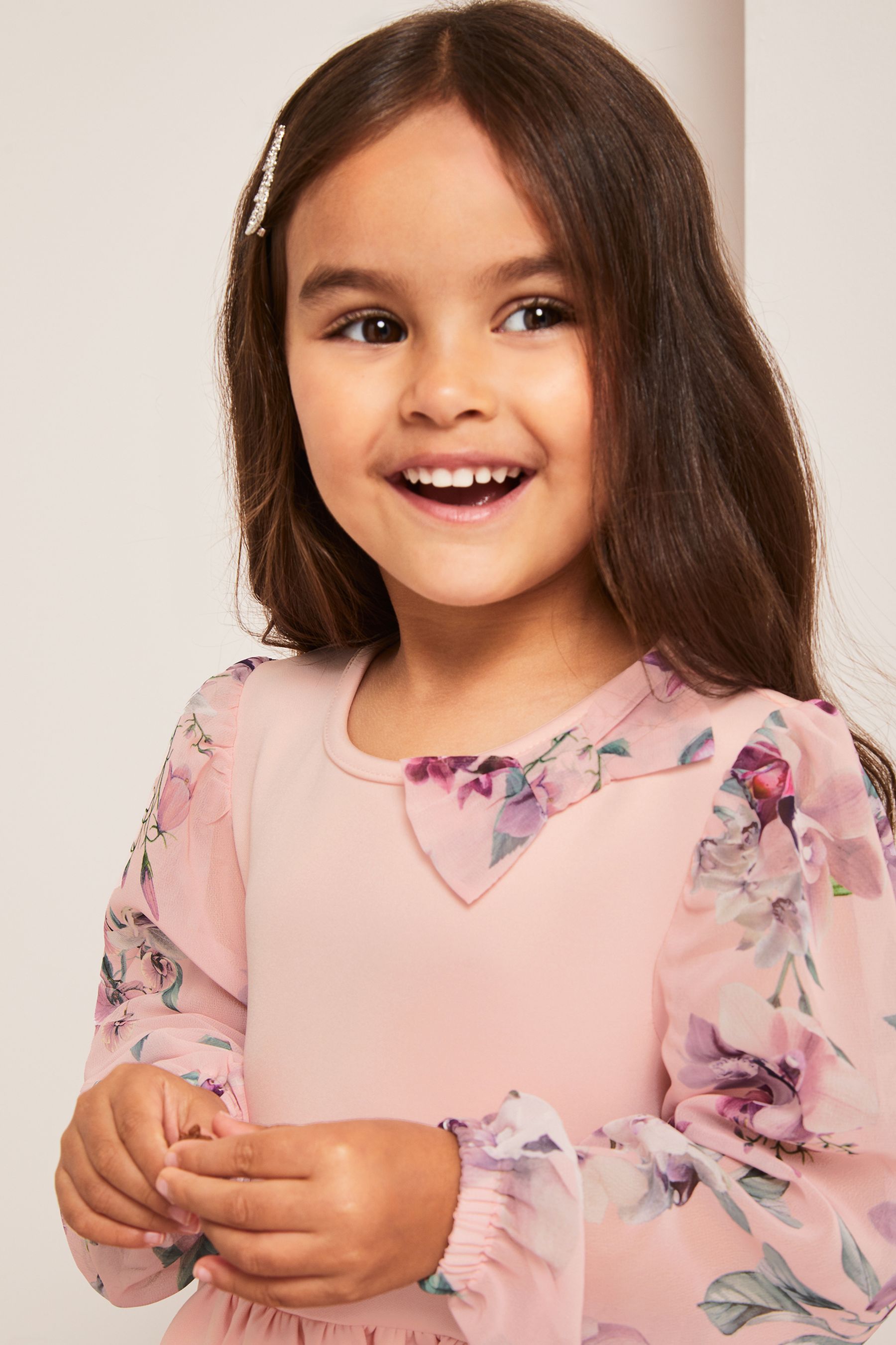 Buy Lipsy Pink Chiffon Sleeve Scuba Dress from the Next UK online shop