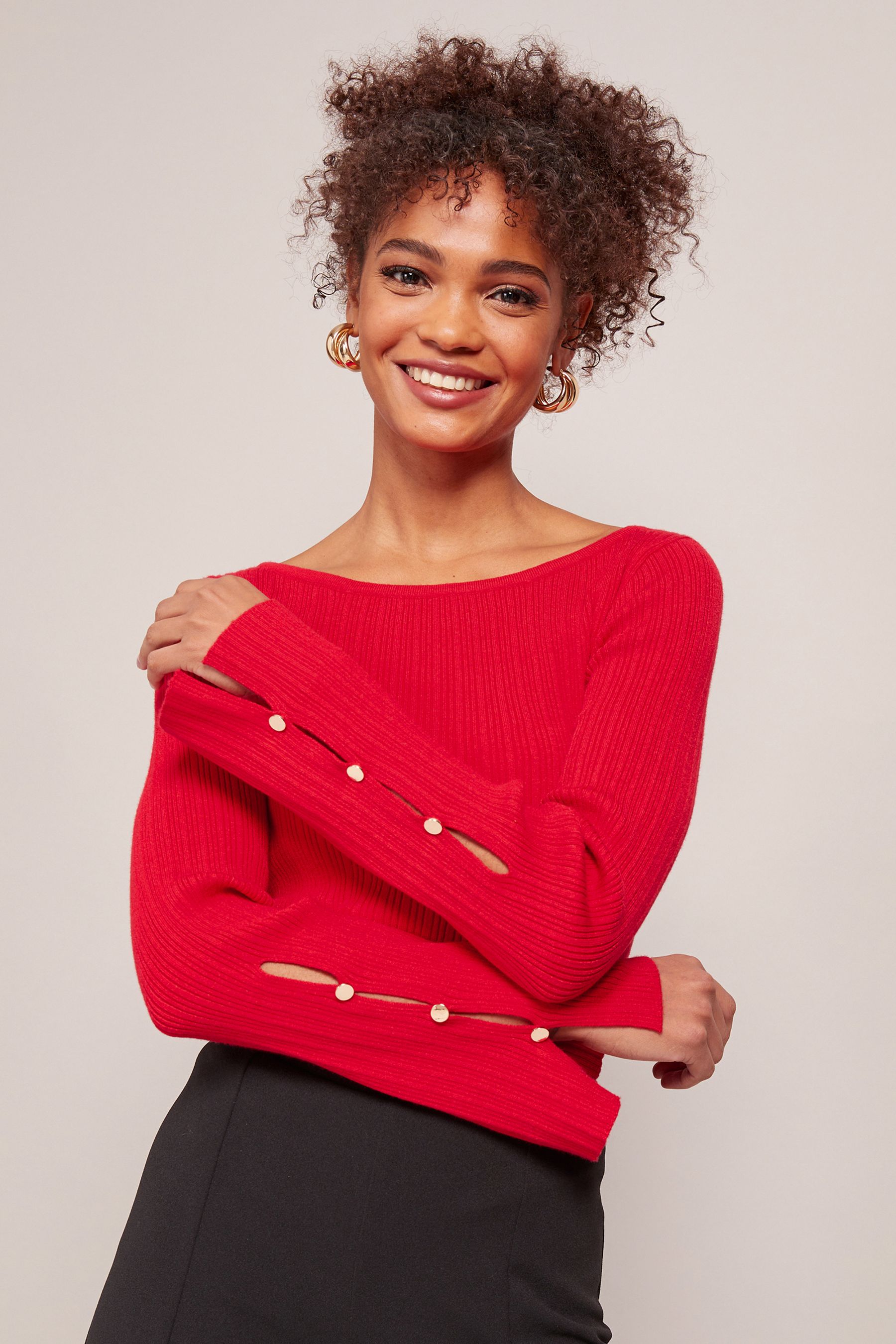 Buy friends like these red flute sleeve cut out jumper from next austria
