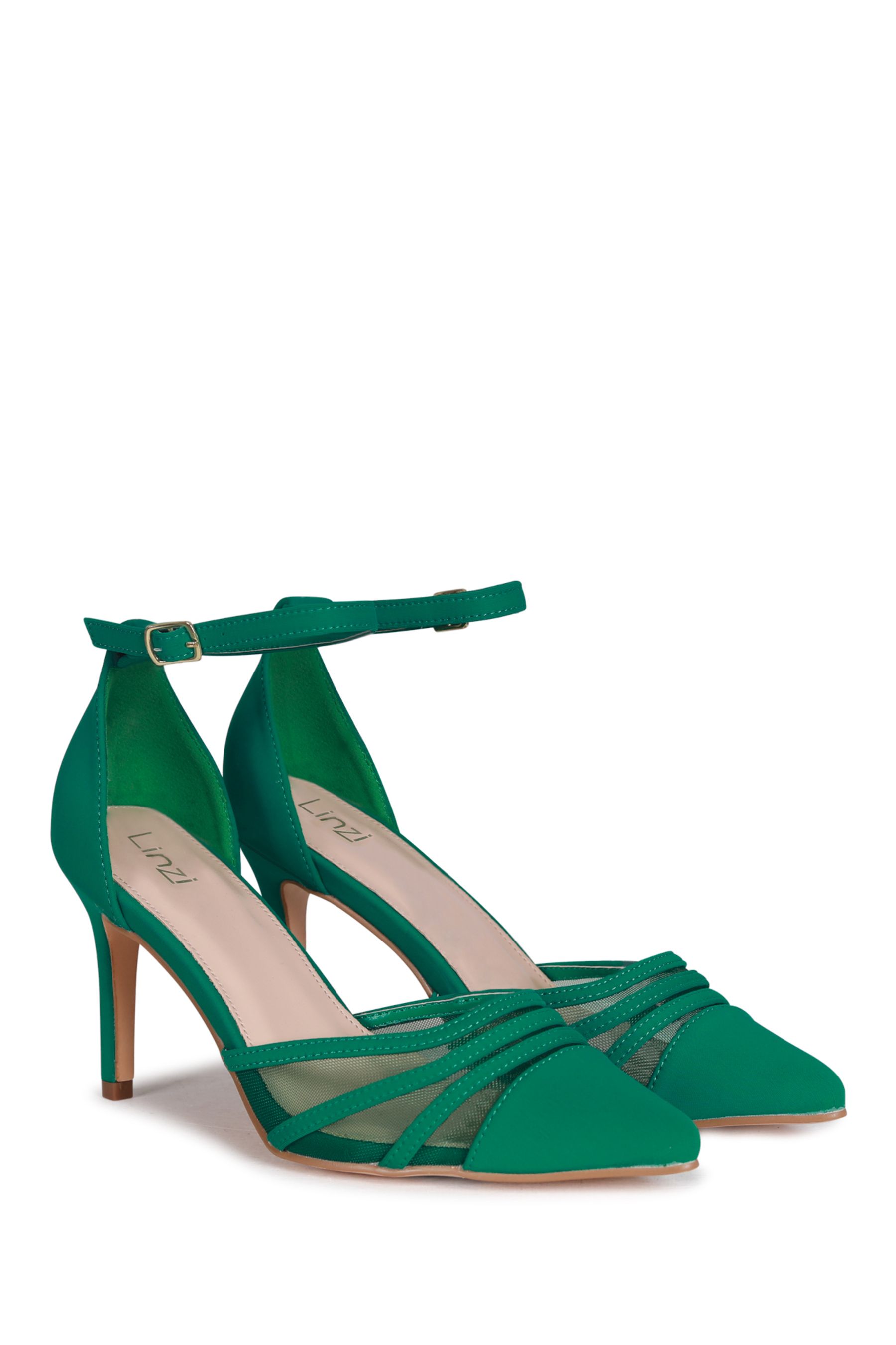 Buy Linzi Green Serri Court Stiletto Heel With Mesh Front Detail from