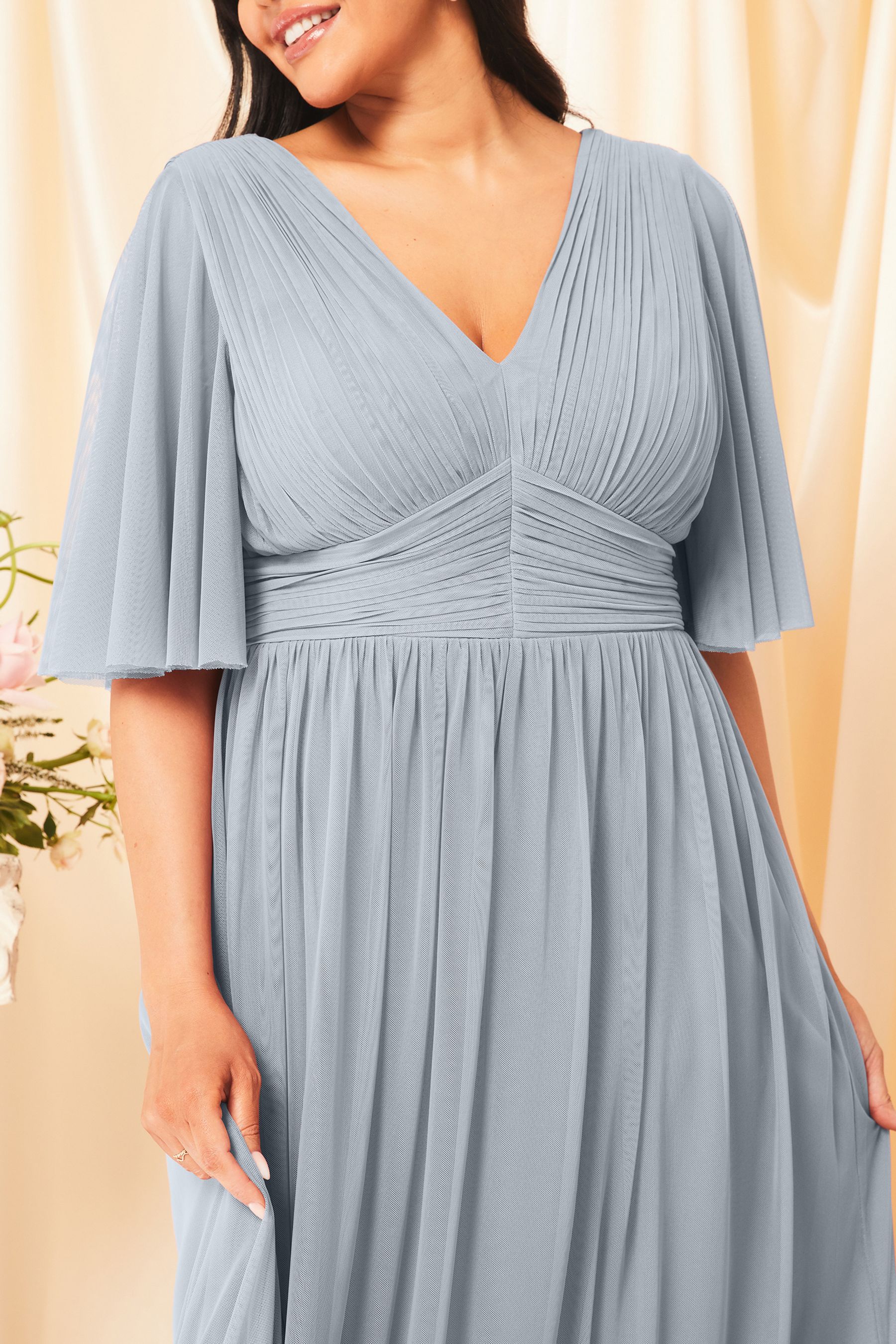 Buy Lipsy Blue Curve Empire Short Sleeve Bridesmaid Maxi Dress from