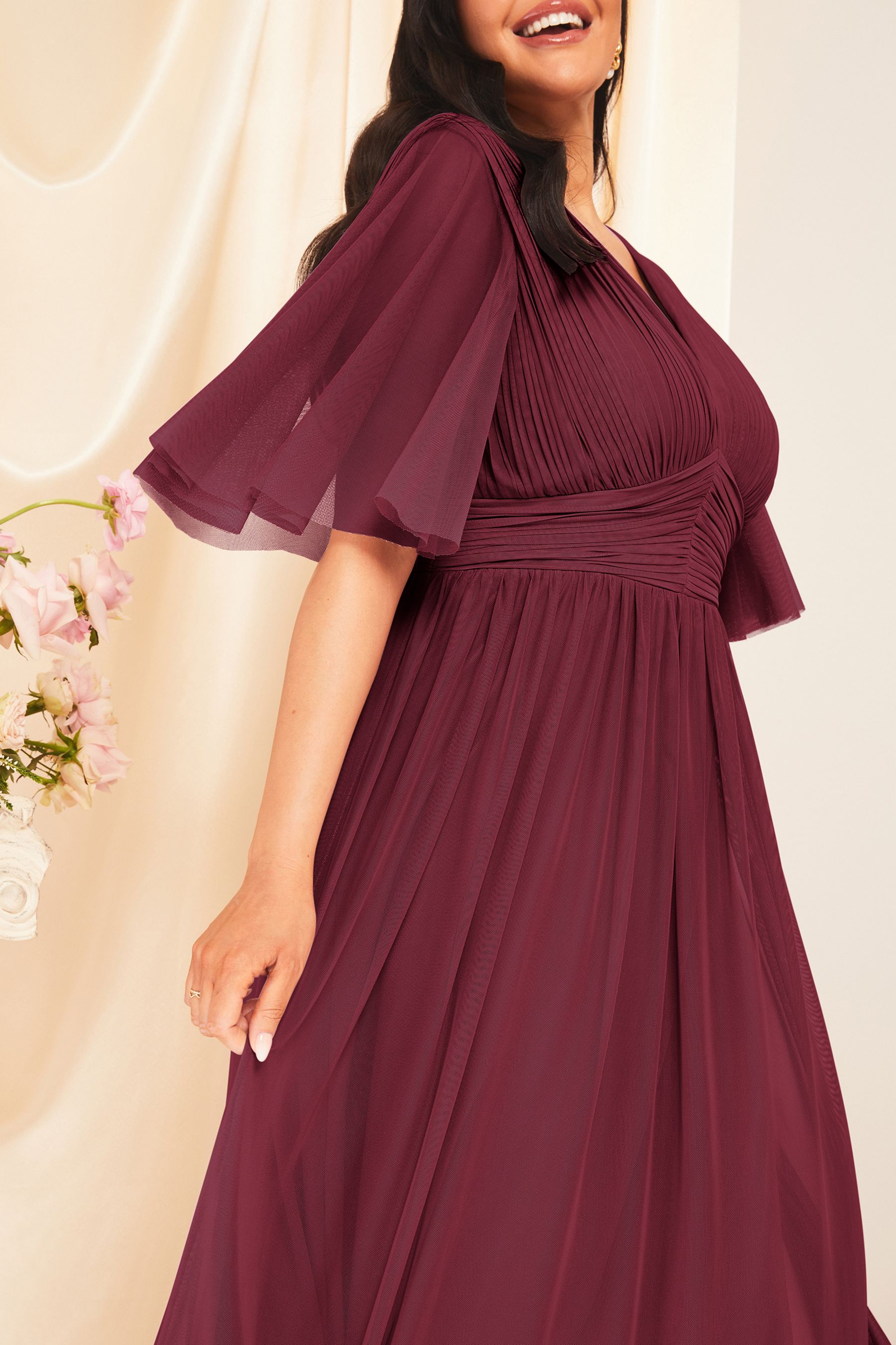 Buy Lipsy Red Curve Empire Short Sleeve Bridesmaid Maxi Dress from the