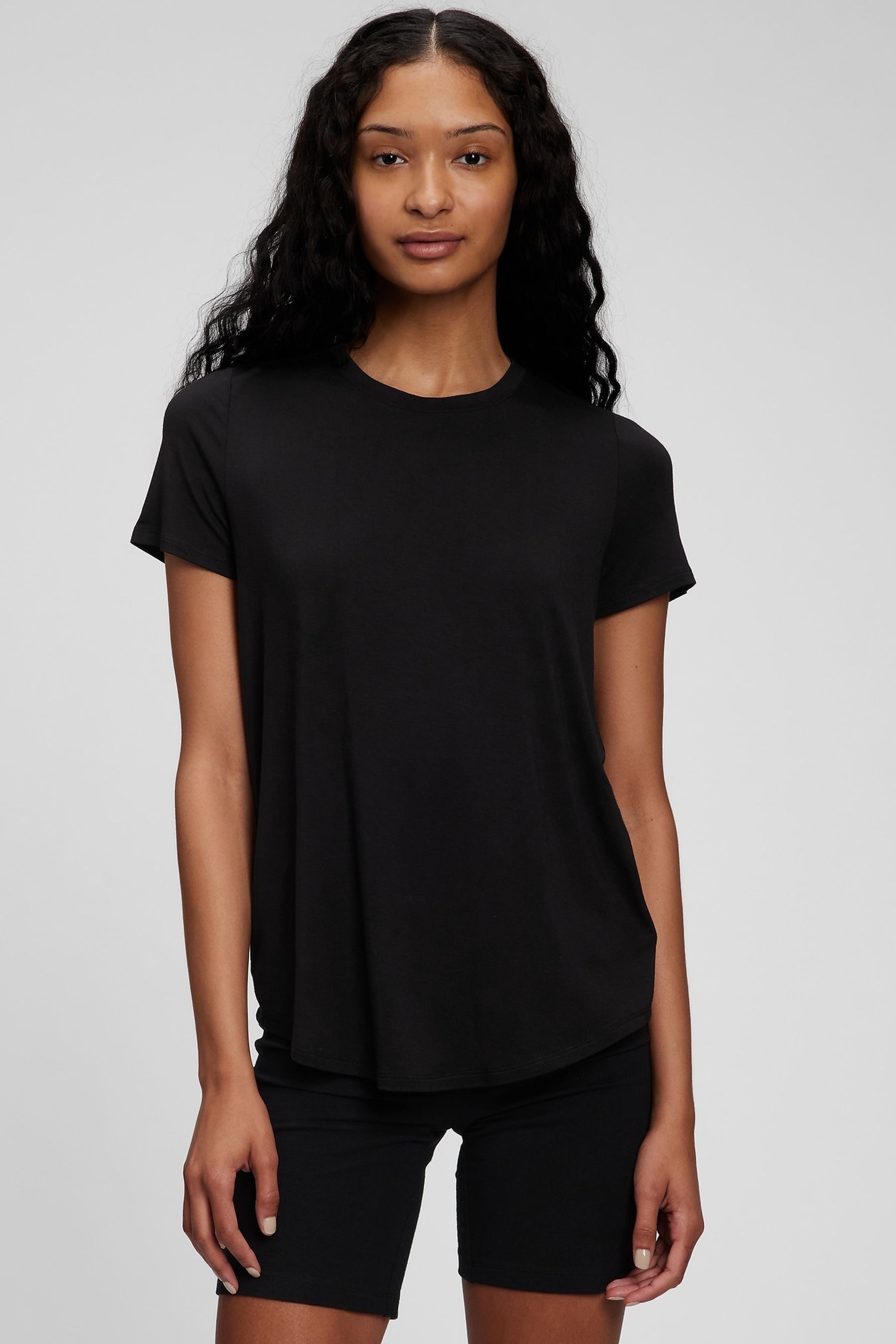 Buy Gap Black Luxe Short Sleeve Crew Neck T-Shirt from the Next UK ...