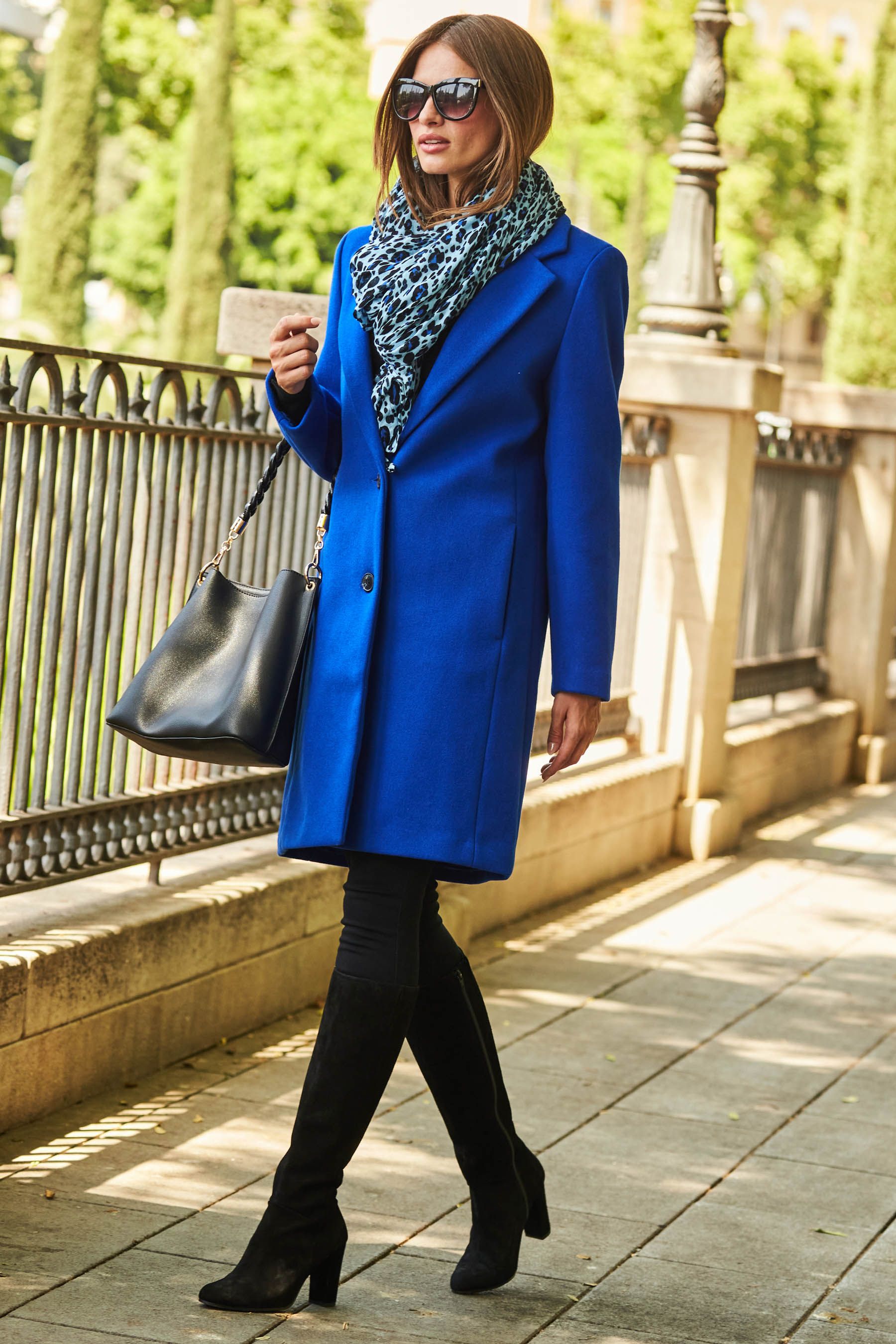 Buy Sosandar Blue Faux Wool Blend Coat from Next Ireland