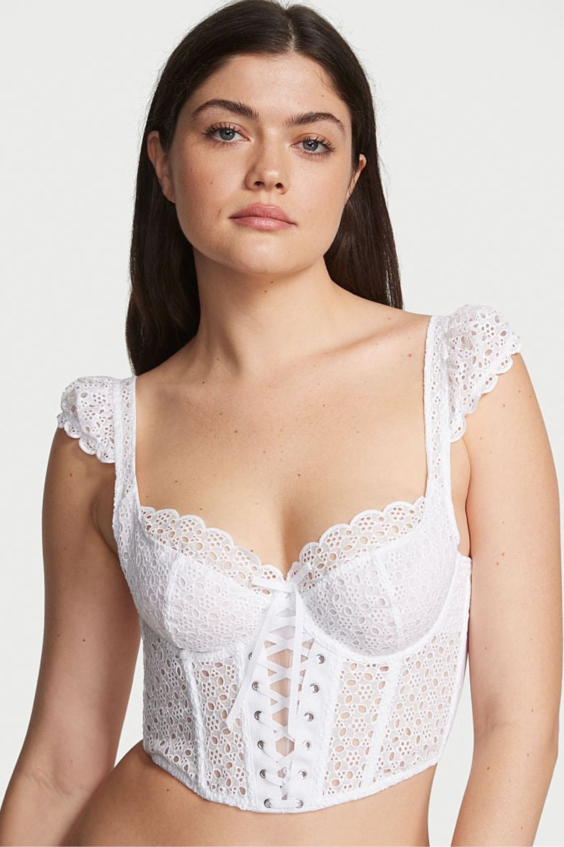 Buy Victoria's Secret White Corset Broderie Scalloped Trim Bra from the Next UK online shop