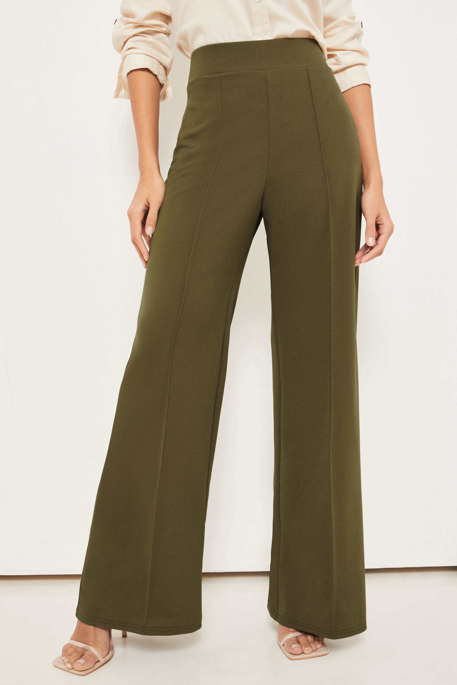 Buy Lipsy Khaki Green High Waist Wide Leg Tailored Trousers from Next ...