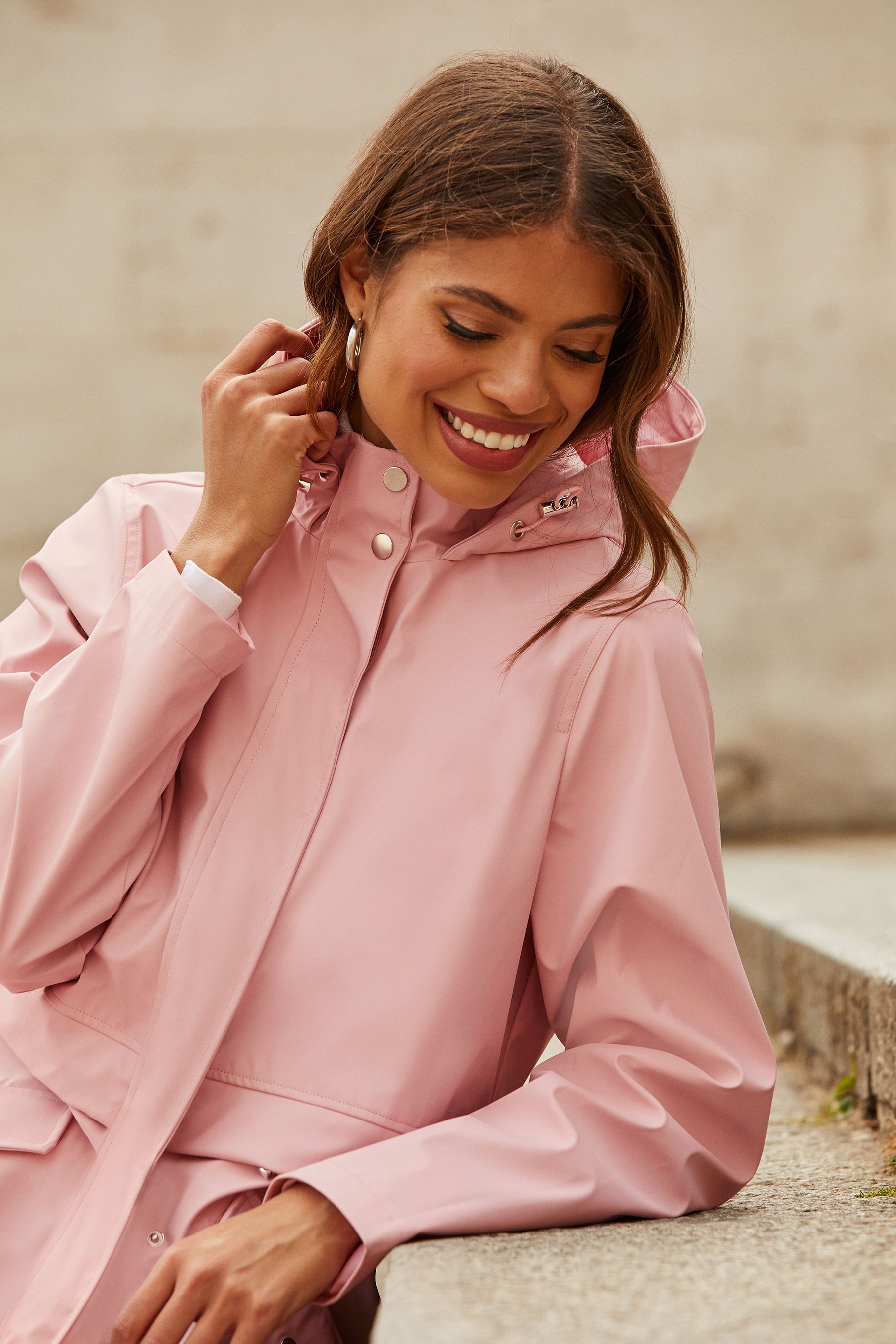 Buy Lipsy Pink Rubberised Shower Resistant Rain Mac Coat from Next Ireland