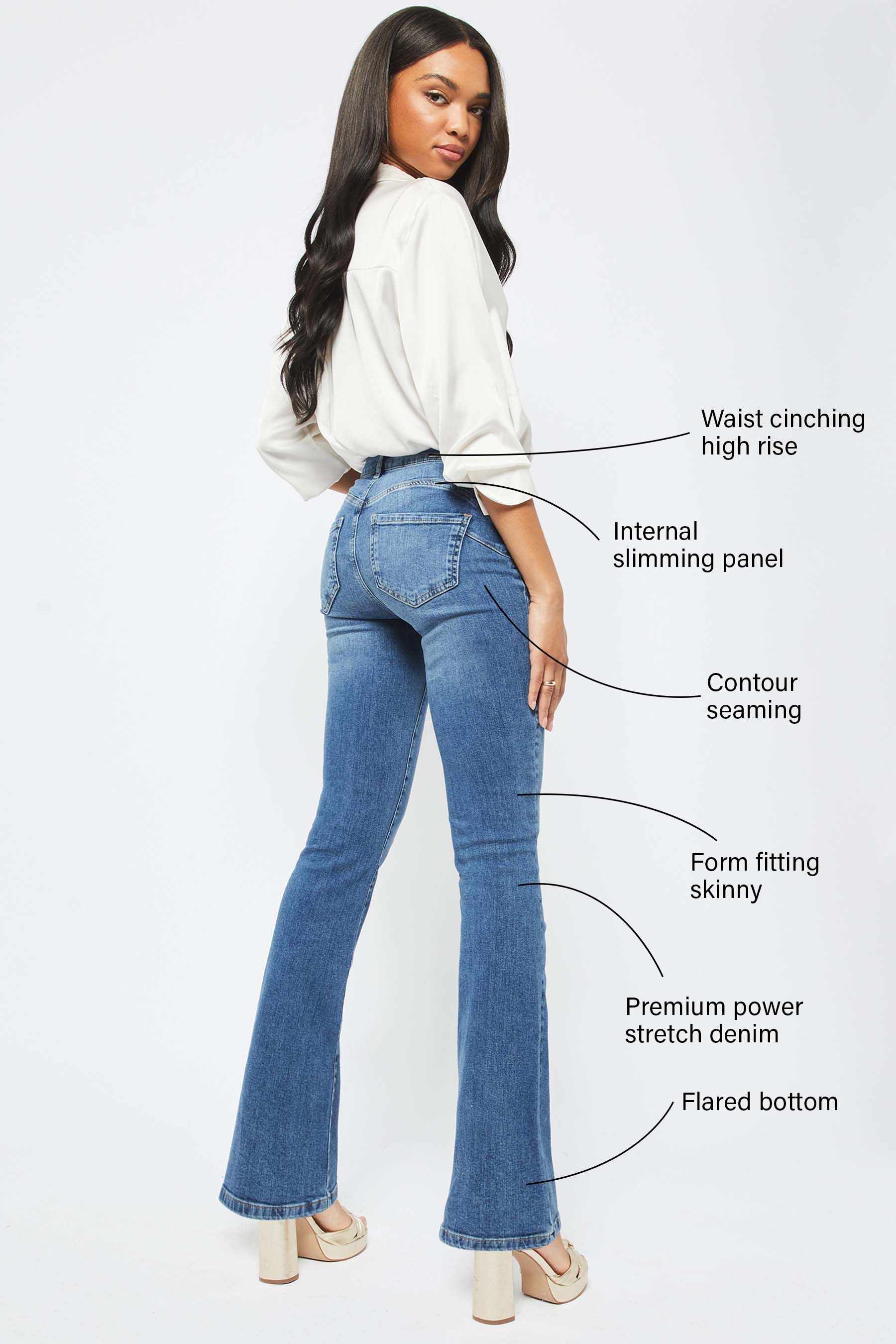 Buy Lipsy Blue Sculpt Mid Rise Chloe Flare Jeans from Next Ireland