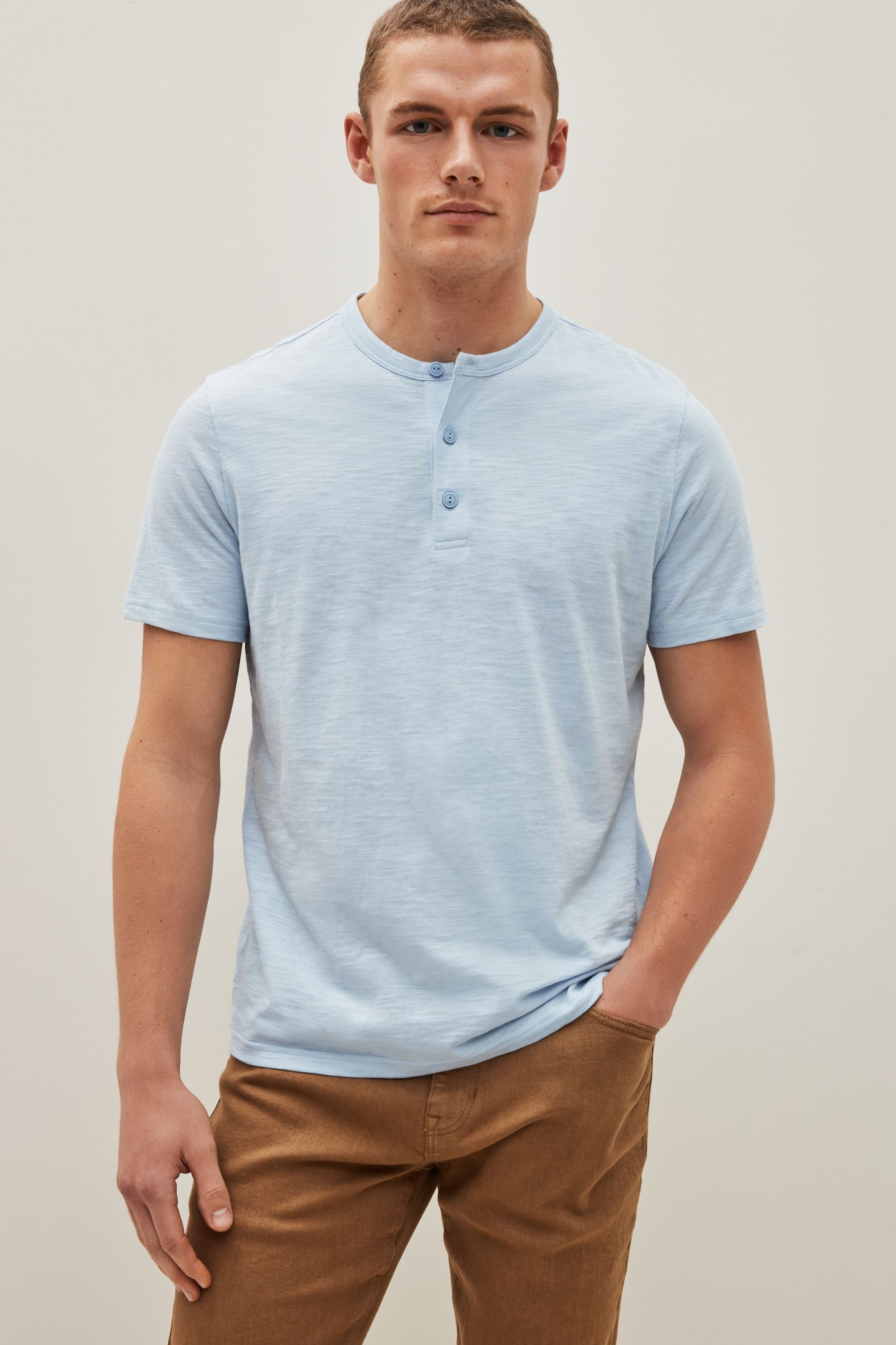 Buy Gap Light Blue LivedIn Henley Short Sleeve TShirt from Next Ireland