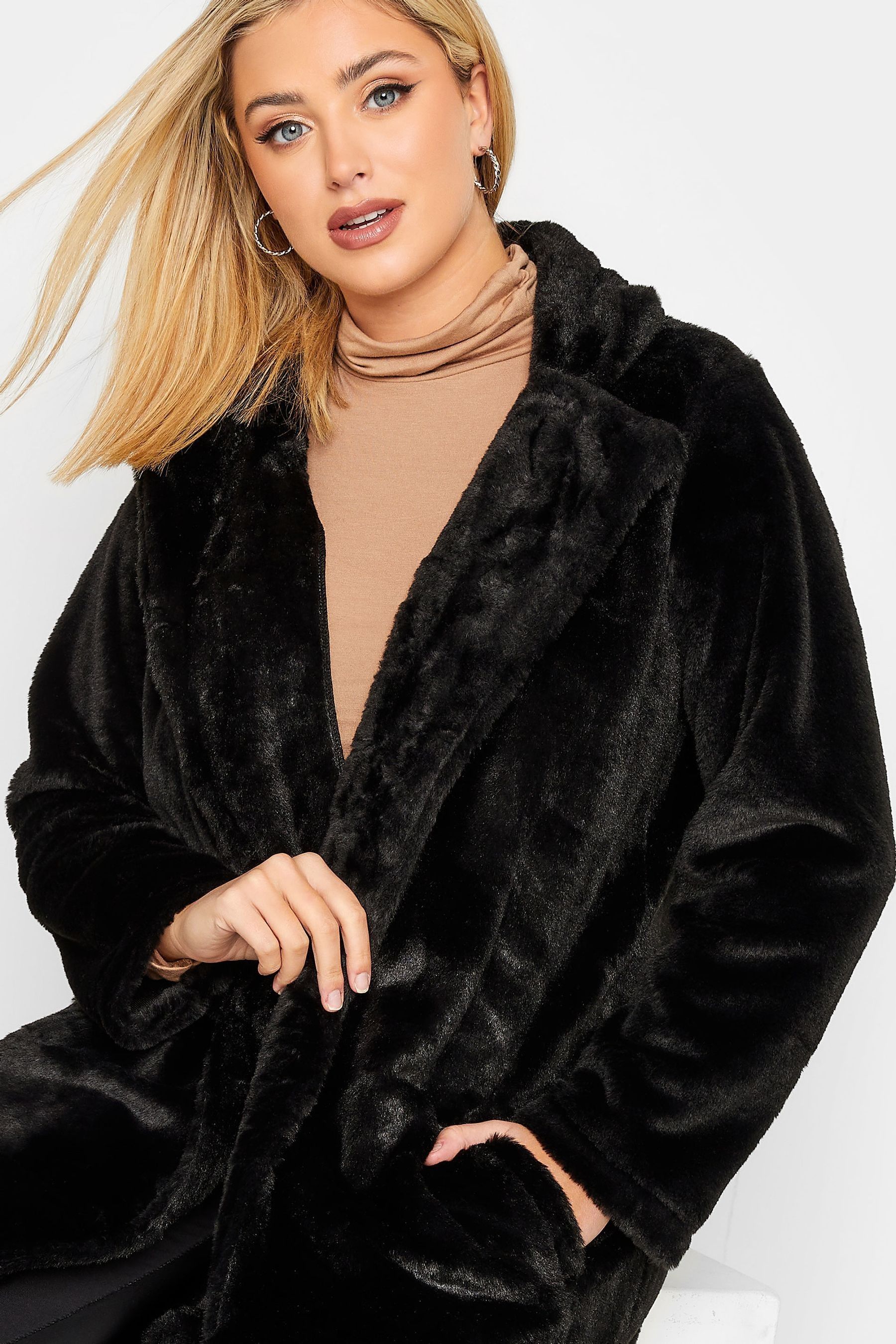 Buy Yours Curve Black Faux Fur Jacket from the Next UK online shop
