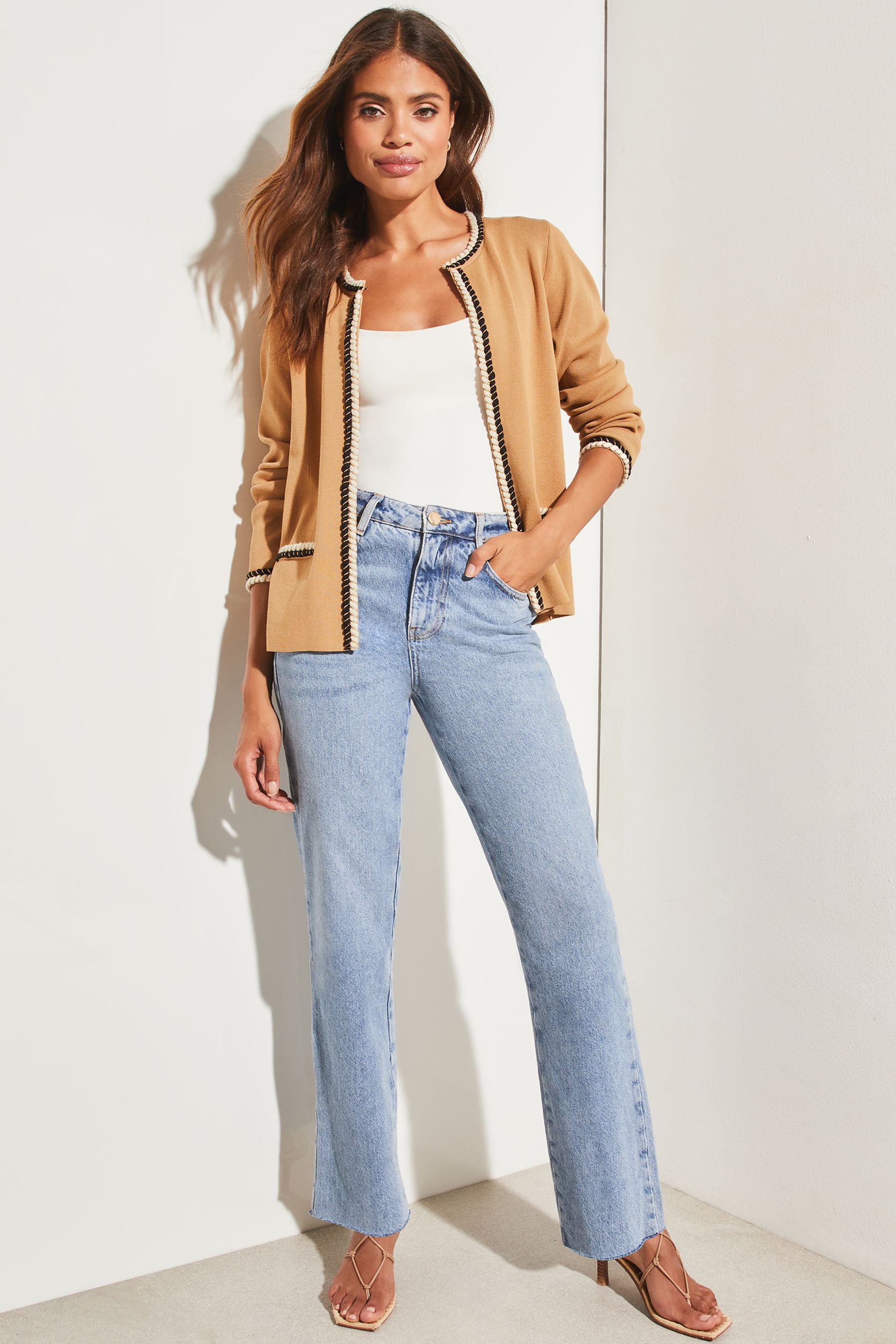 Buy Lipsy Camel Plait Trim Cardigan from Next Ireland