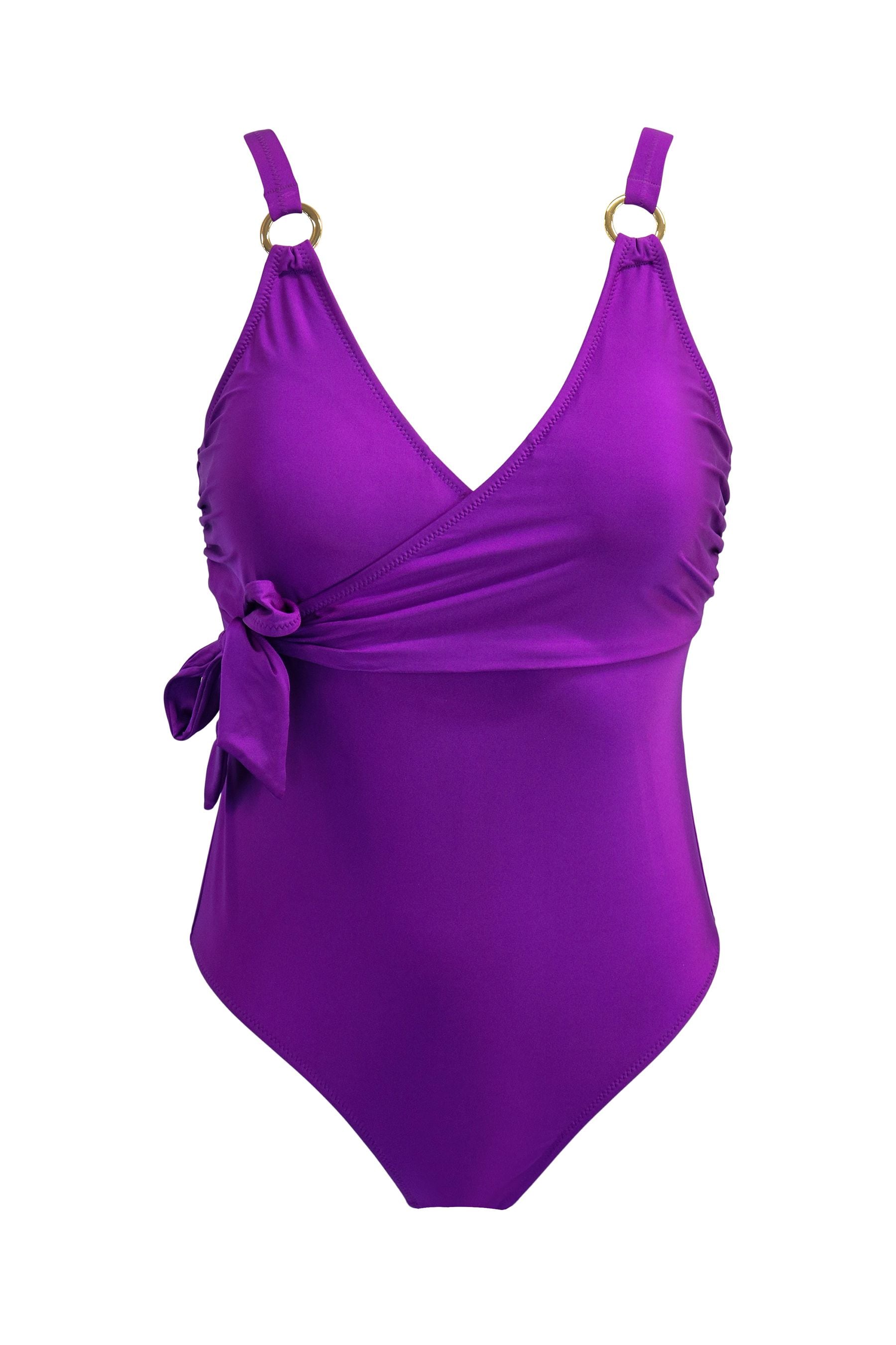 Buy Pour Moi Purple Samoa Wrap Over Tie Control Swimsuit from the Next ...