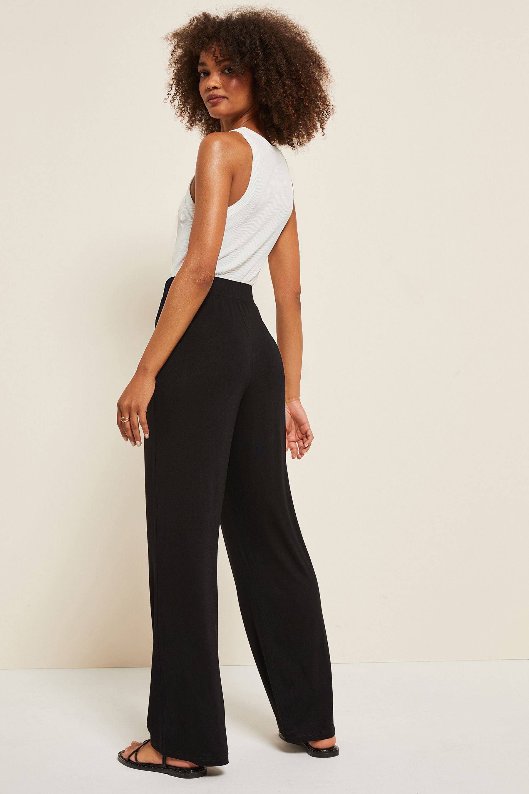 Buy Friends Like These Black Petite Jersey Wide Leg Trousers from the ...