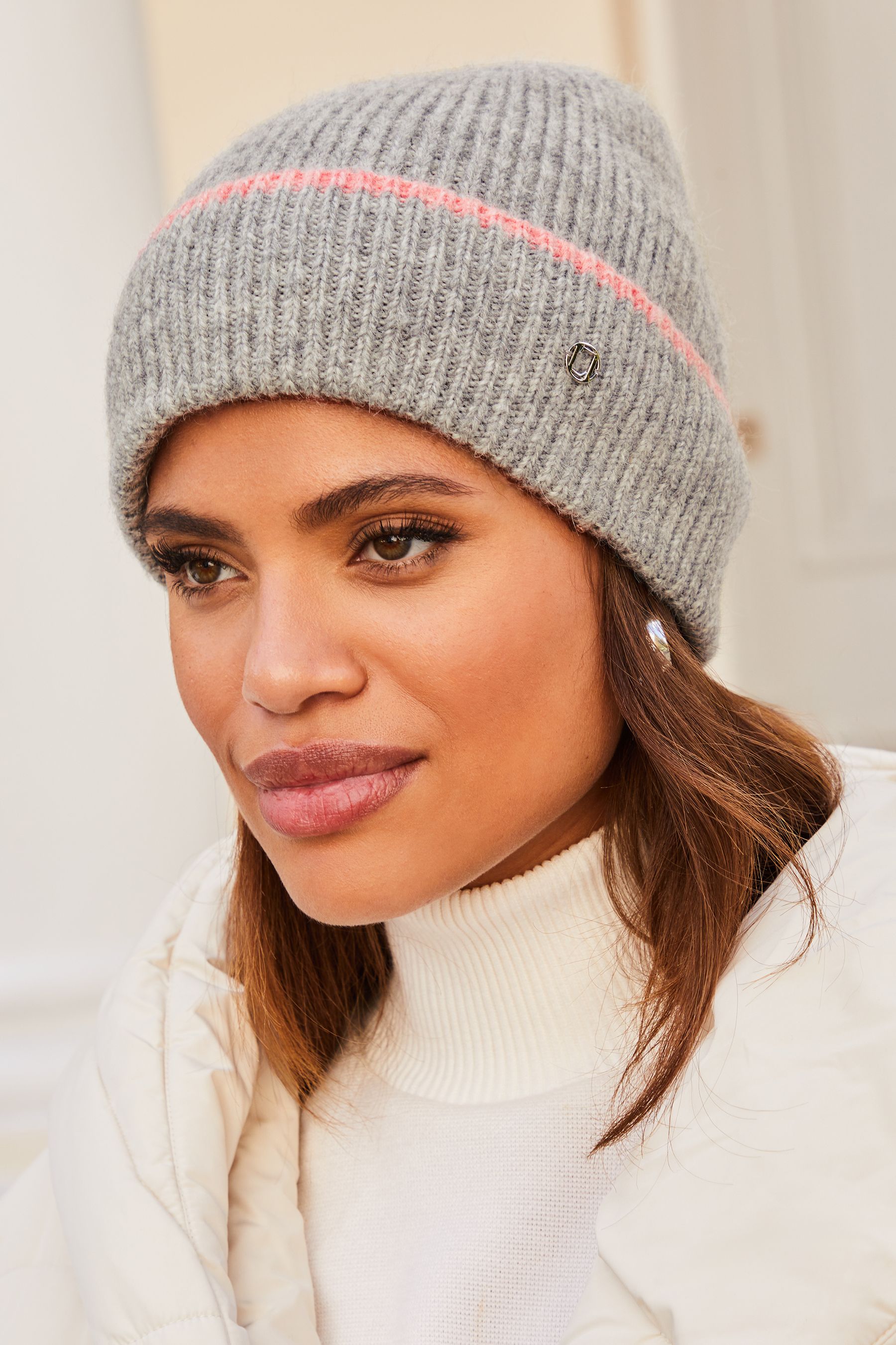 Buy Lipsy Grey Super Soft Contrast Beanie Hat from the Next UK online shop