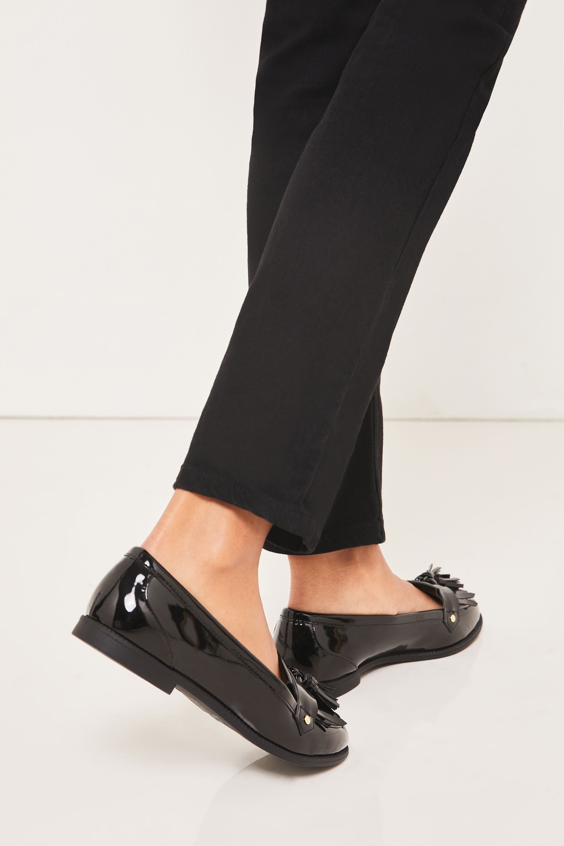 Buy Lipsy Black Regular Fit Studded Tassel Faux Leather Slip On Loafer