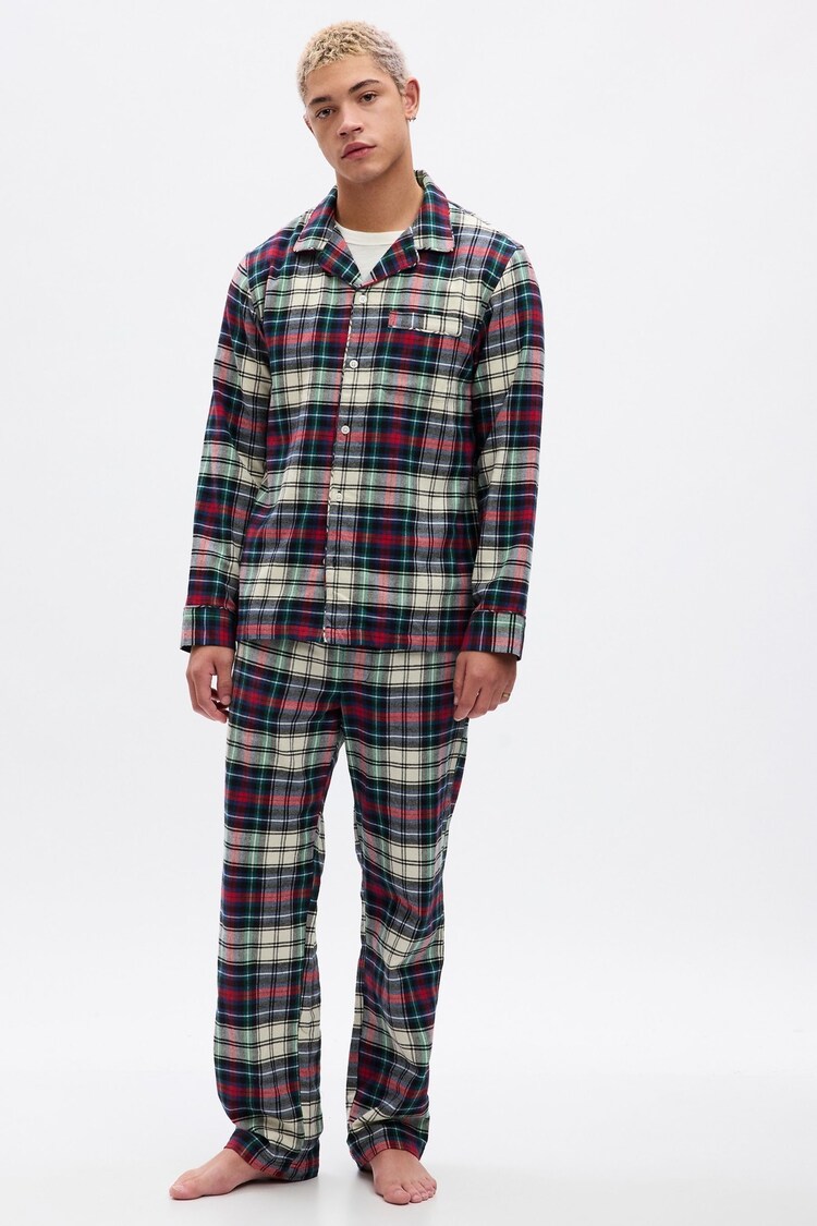 Gap Green, Red & White Flannel Check Family Christmas Long Sleeve Pyjama Shirt & Bottoms - Image 1 of 1