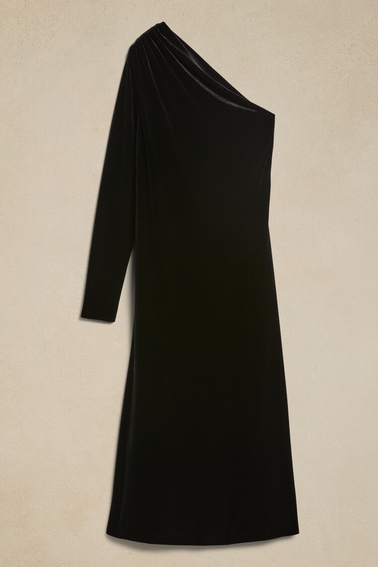 Banana Republic Black Blaire Velvet One-Shoulder Dress - Image 1 of 1