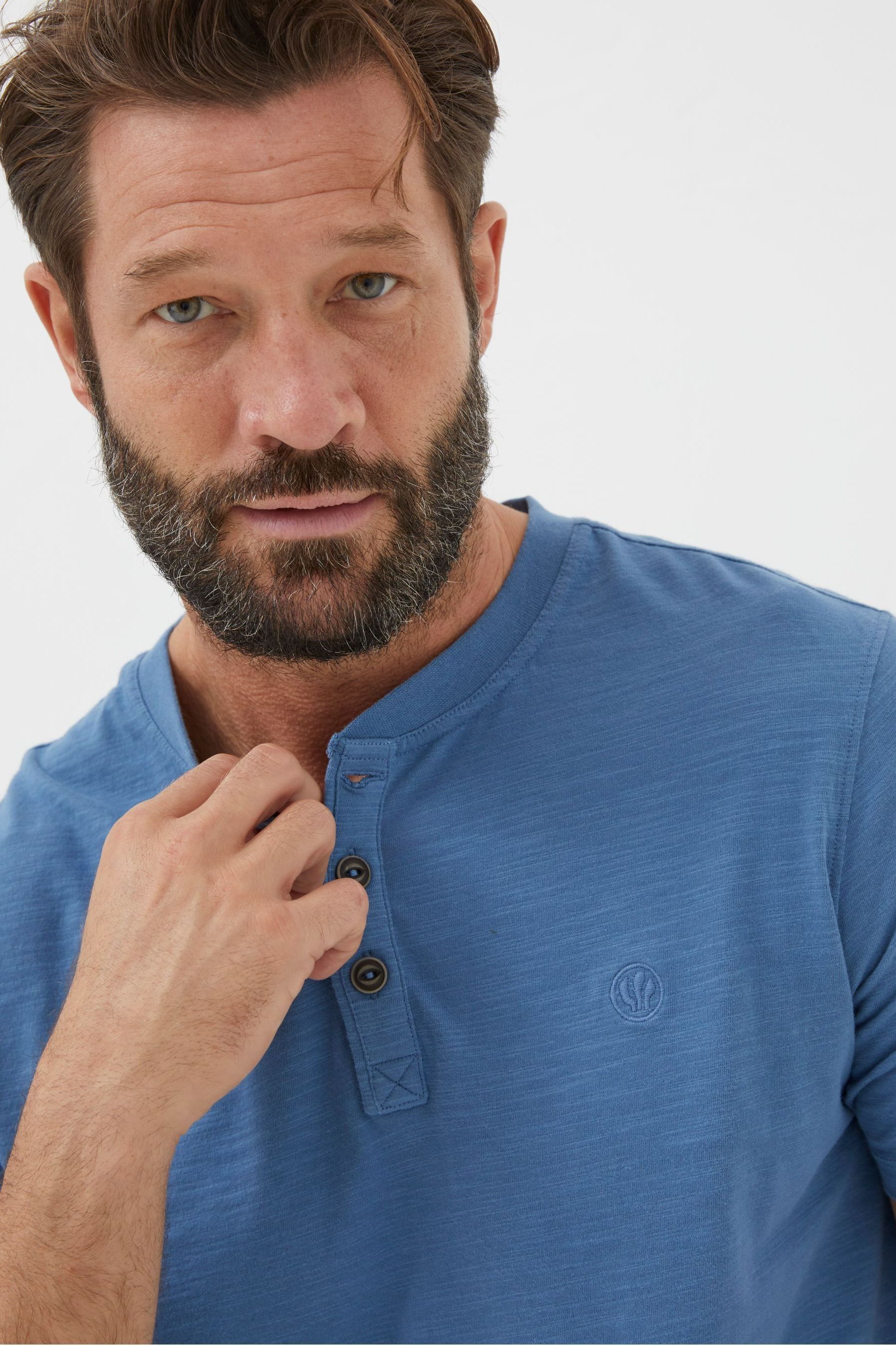 Buy FatFace Blue Woodside Slub Henley TShirt from the Next UK online shop