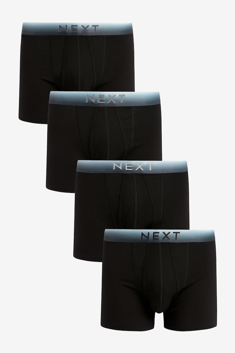Black Ombre Mono Waistband 4 pack A-Front Cotton Rich Boxers - Image 1 of 1