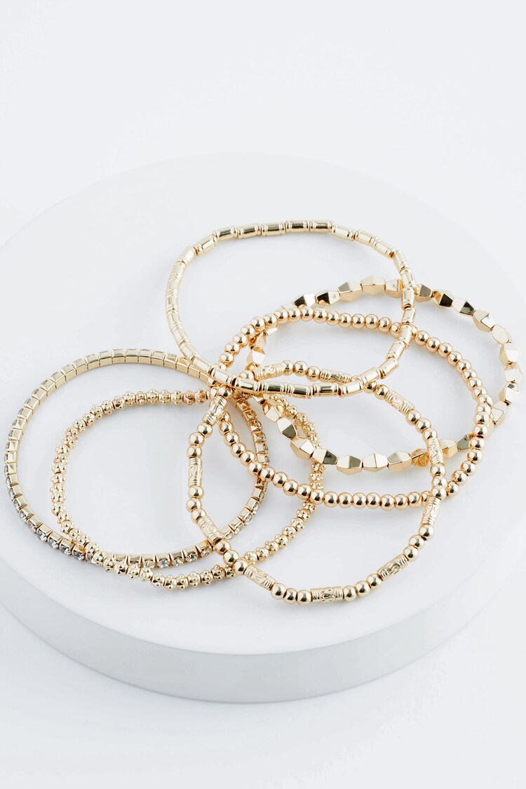 Gold Tone Sparkle Stretch Bracelets Pack - Image 1 of 1