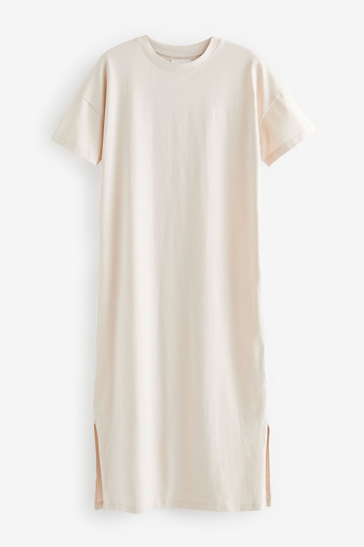 self. Ecru 100% Cotton T-Shirt Dress - Image 1 of 1