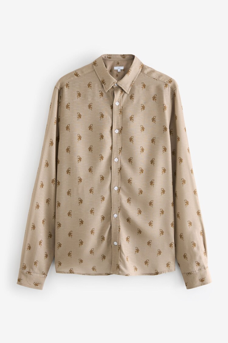Natural Long Sleeve Printed Shirt - Image 1 of 1