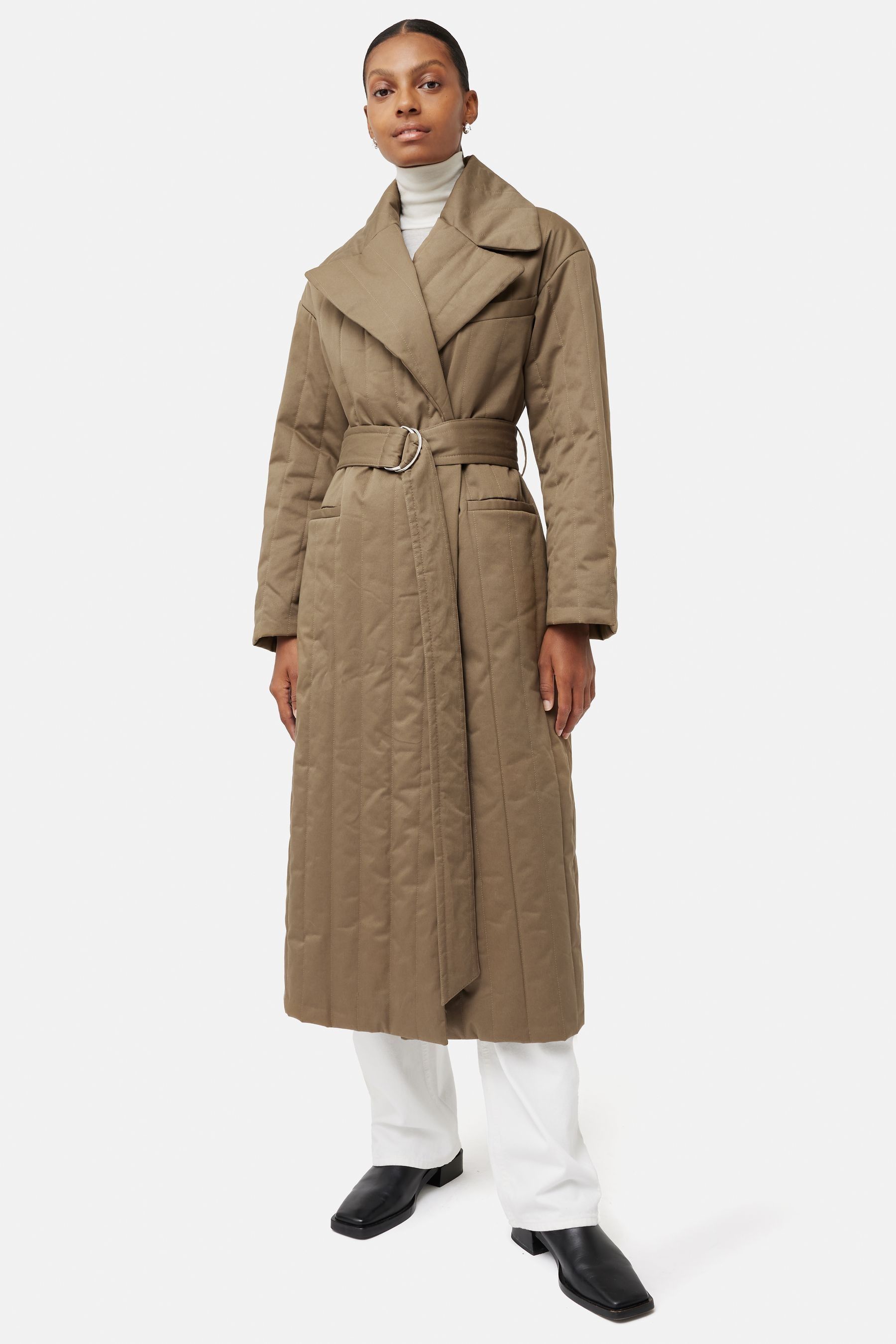Buy Jigsaw Khaki Freya Quilted Trench Coat from the Next UK online shop