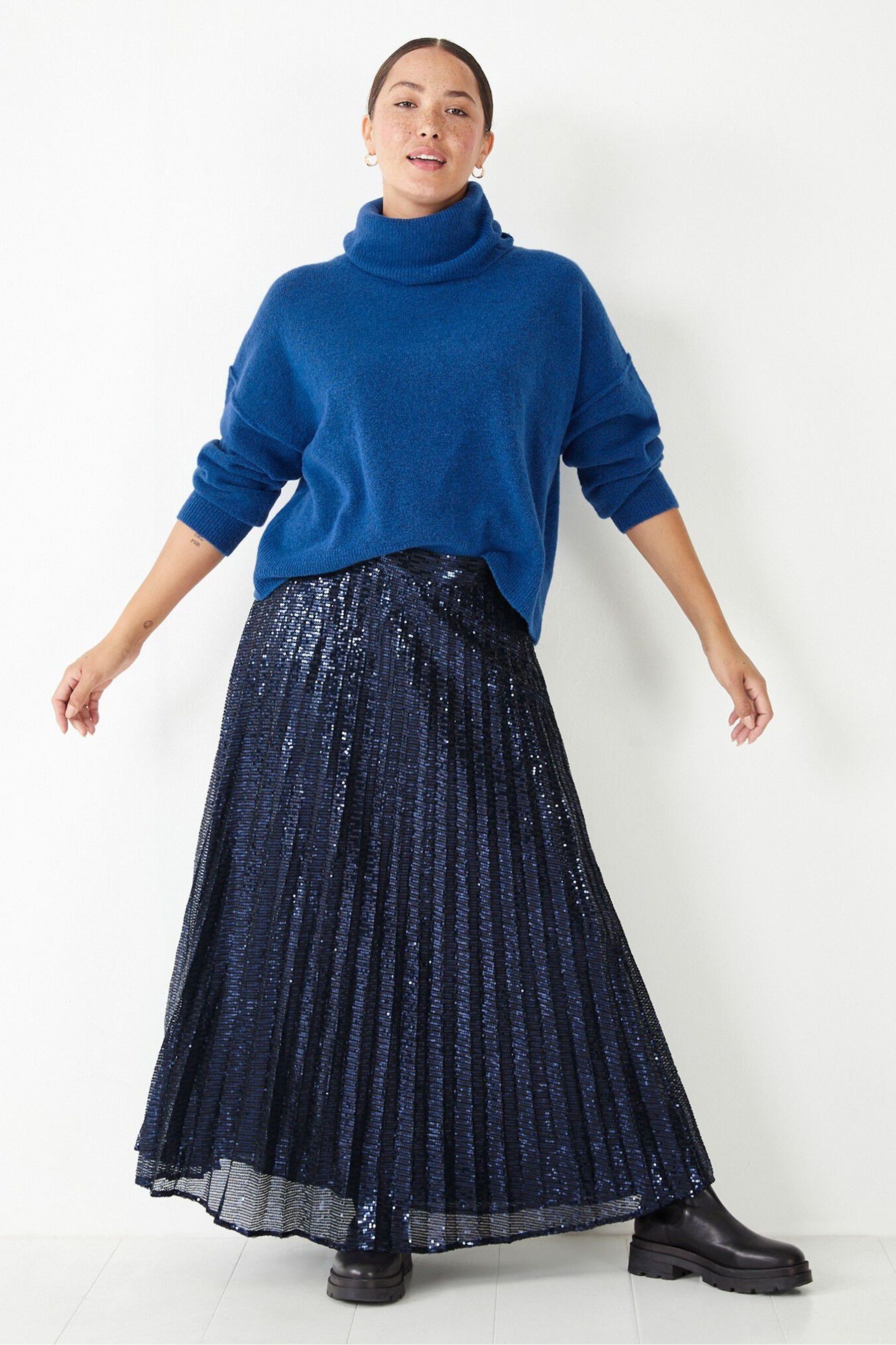 Buy Hush Blue Clio Pleated Sequin Skirt from the Next UK online shop