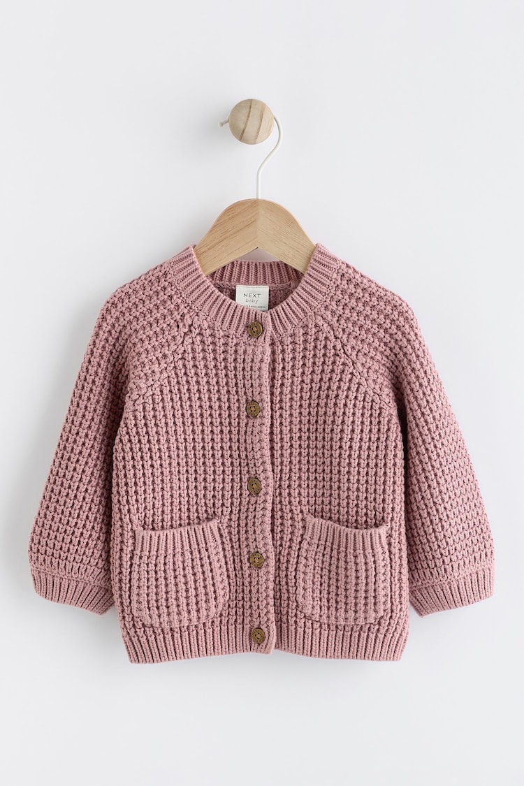 Pink Back Slogan Embroidered Baby Knitted Cardigan (0mths-2yrs) - Image 1 of 1