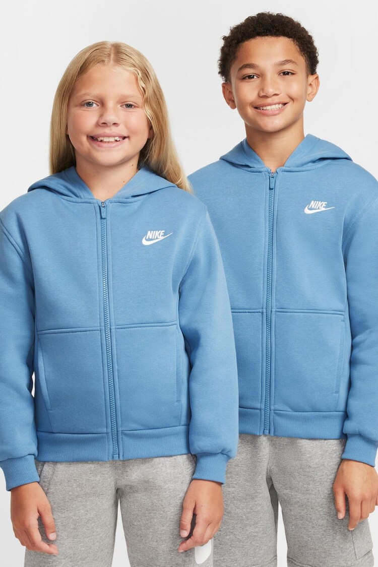 Nike Aegean Blue Club Fleece Zip Through Hoodie - Image 1 of 1