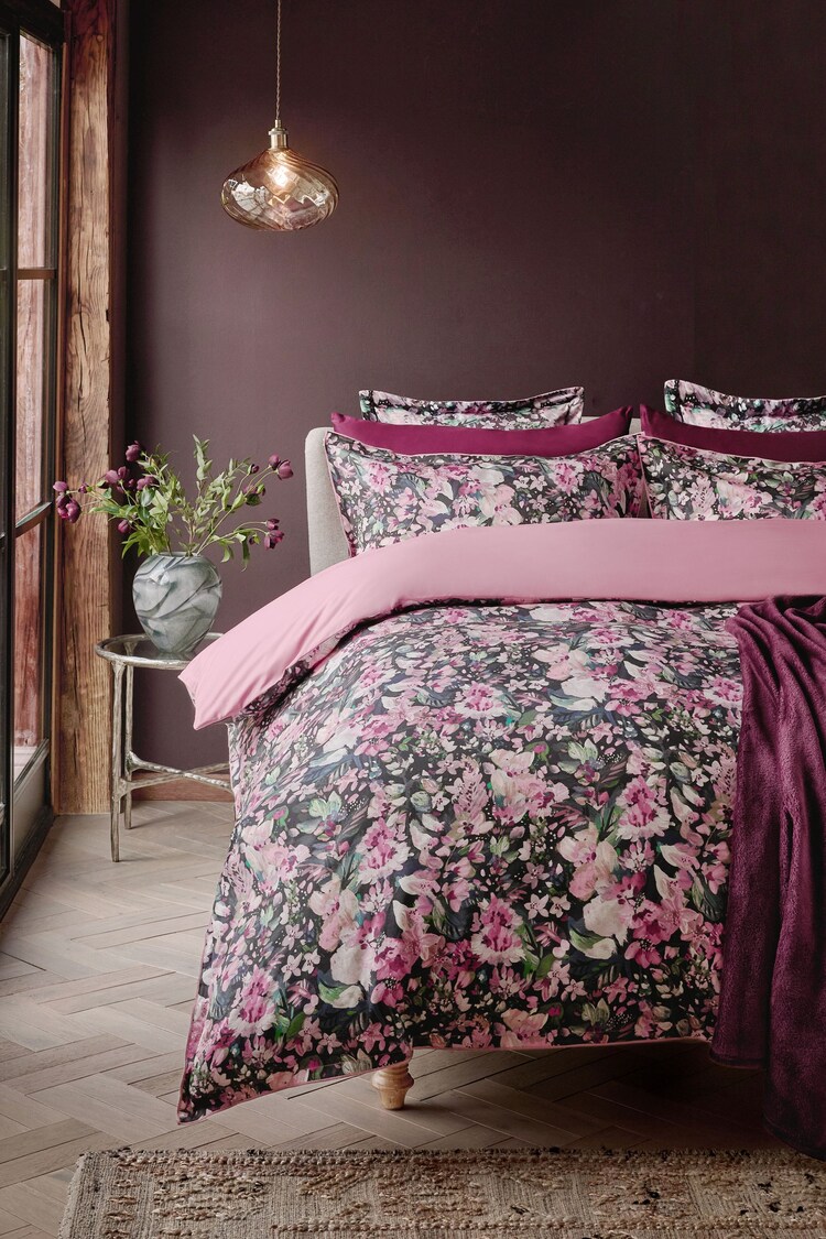 200 Thread Count 100% Egyptian Cotton Sateen Bold Floral Duvet Cover and Pillowcase Set - Imagen 1 de 1
