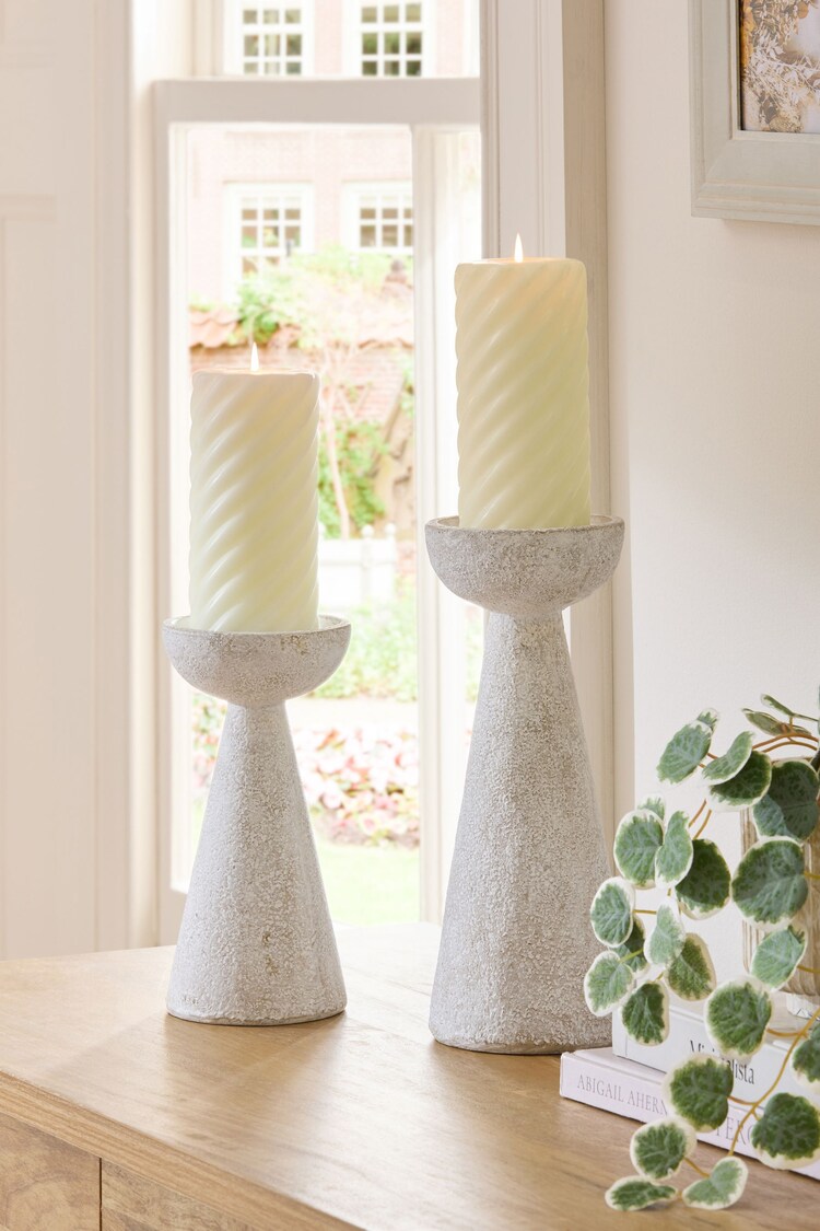 Natural Scandi Textured Pillar Candle Holder - Image 1 of 1