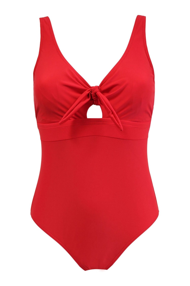 Pour Moi Red Underwired Bow Front Tummy Control Swimsuit - Image 1 of 1