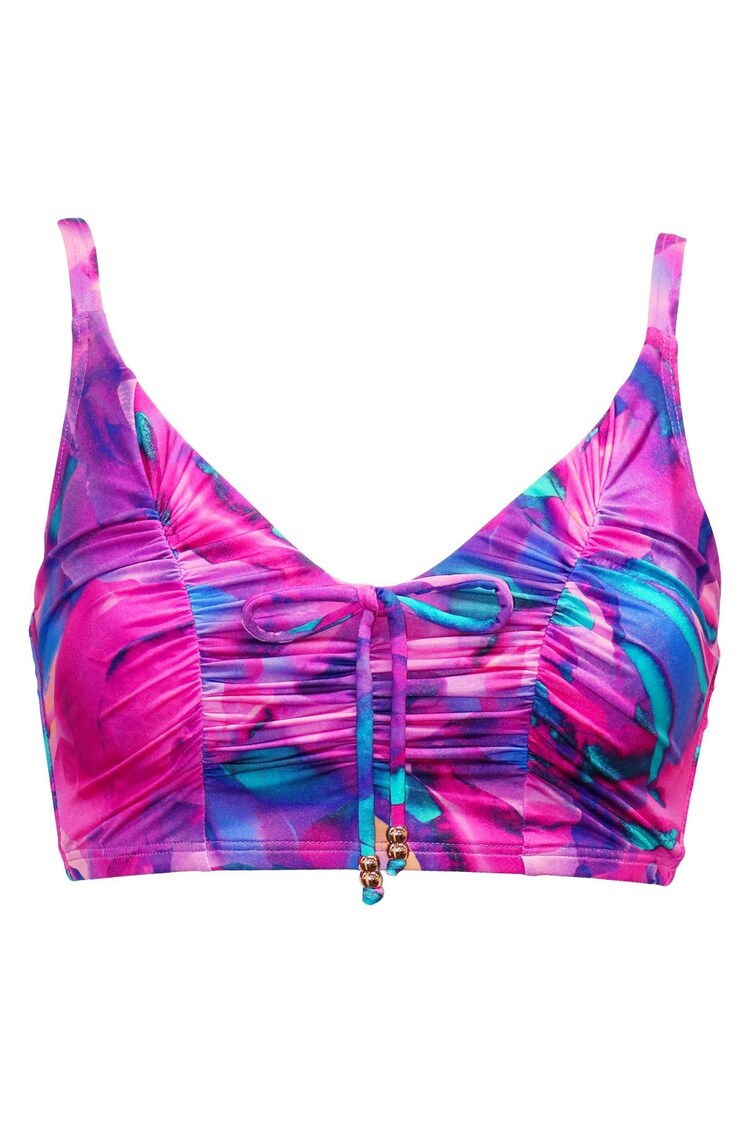 Pour Moi Purple Non Padded Cabana Underwired Longline Ruched Bikini Top - Image 1 of 1