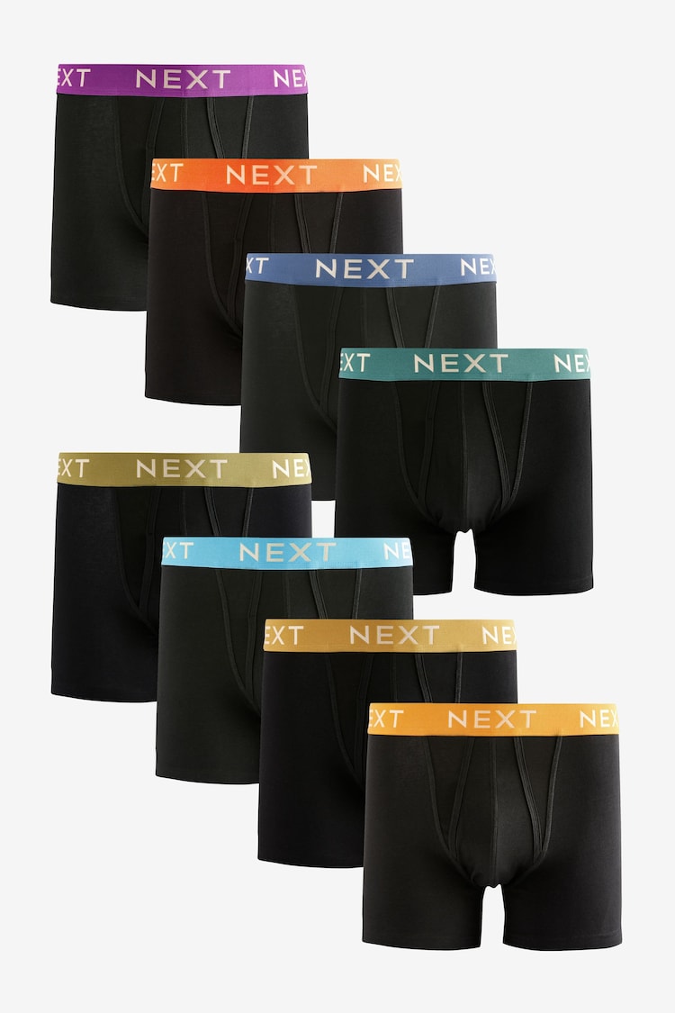 Black White Gold Waistband A-Front Boxers 8 Pack - Image 1 of 1