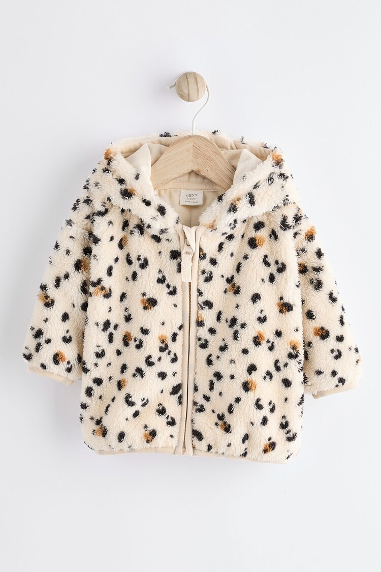 Ecru/ Animal Print Baby Cosy Fleece Jacket (0mths-2yrs) - Image 1 of 1