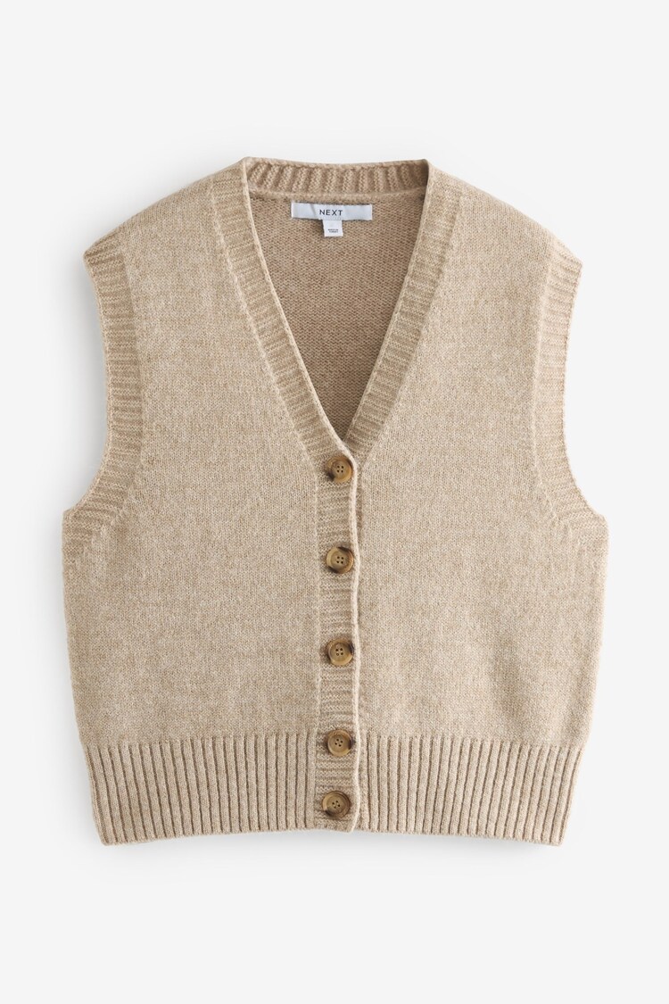 Oatmeal Button Front Knitted Tank Top - Image 1 of 1