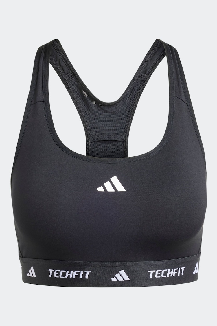 adidas Black Medium Support Techfit Powerreact Bra - Image 1 of 1