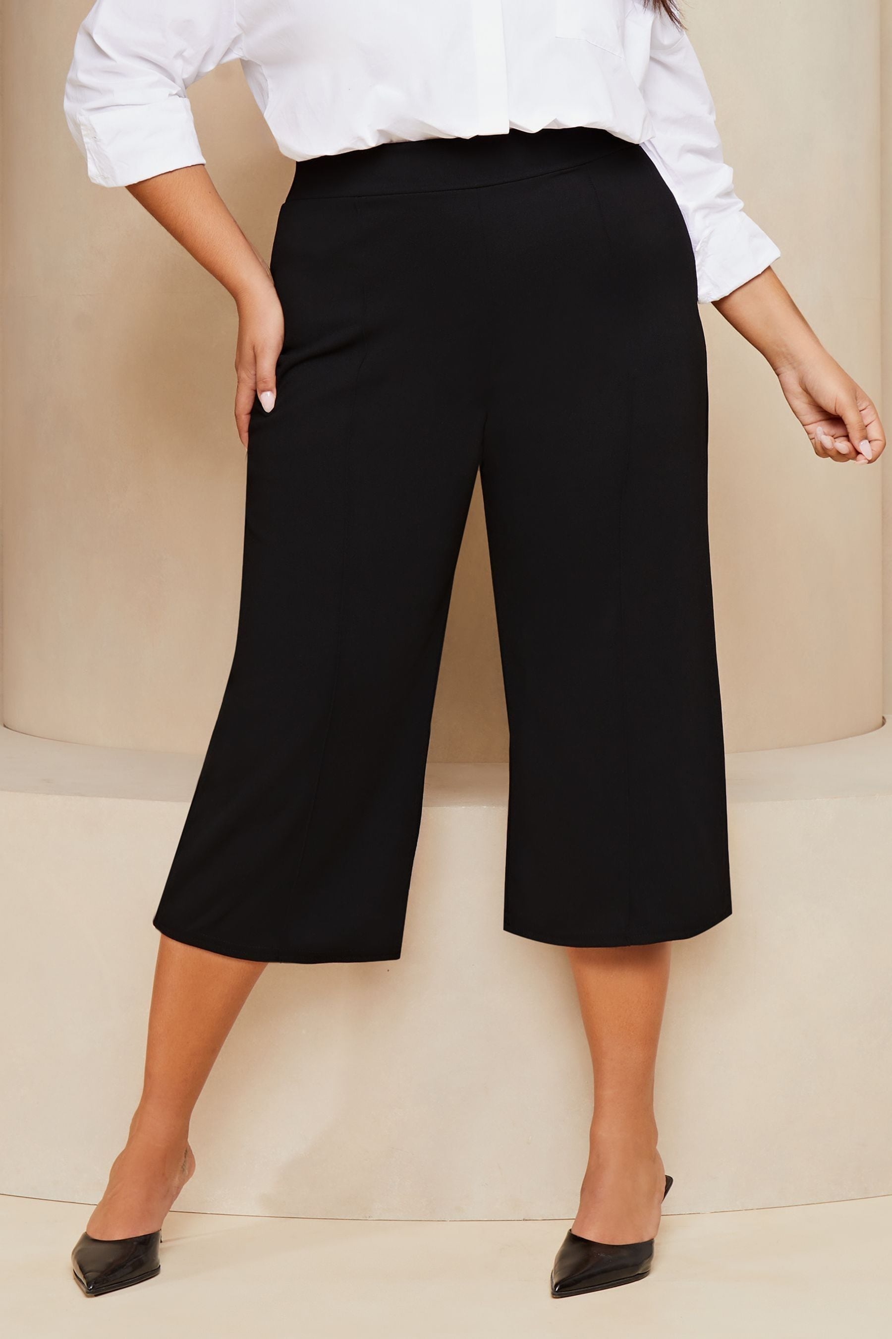 Buy Lipsy Black Curve High Waist Wide Leg Culotte Trousers from Next Luxembourg